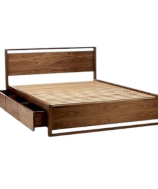 teak wooden bed dark brown singapore