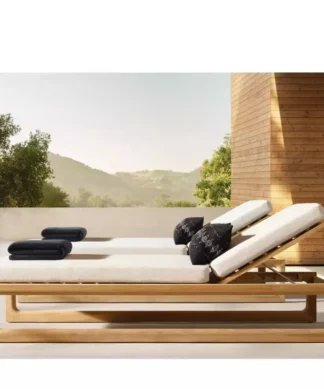 Teak sun lounger outdoor with stainless backs