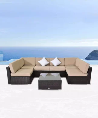 garden sofa rattan Black color set U shape