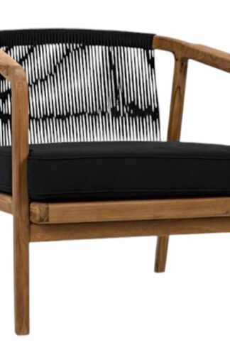 Luxury deep seating sofa black rope Made from teak wood for Hotel Project