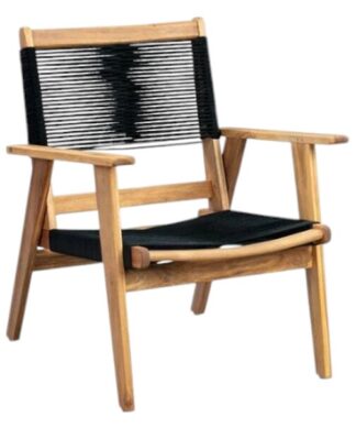 Modern relax chair black rope Made from teak wood for Resort project