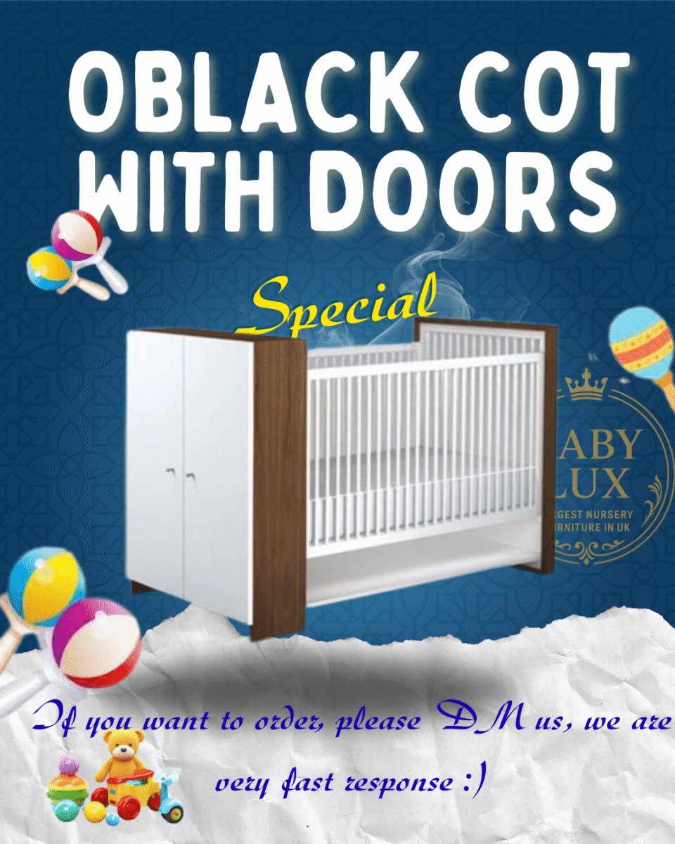 Oblack Cot with storage Doors