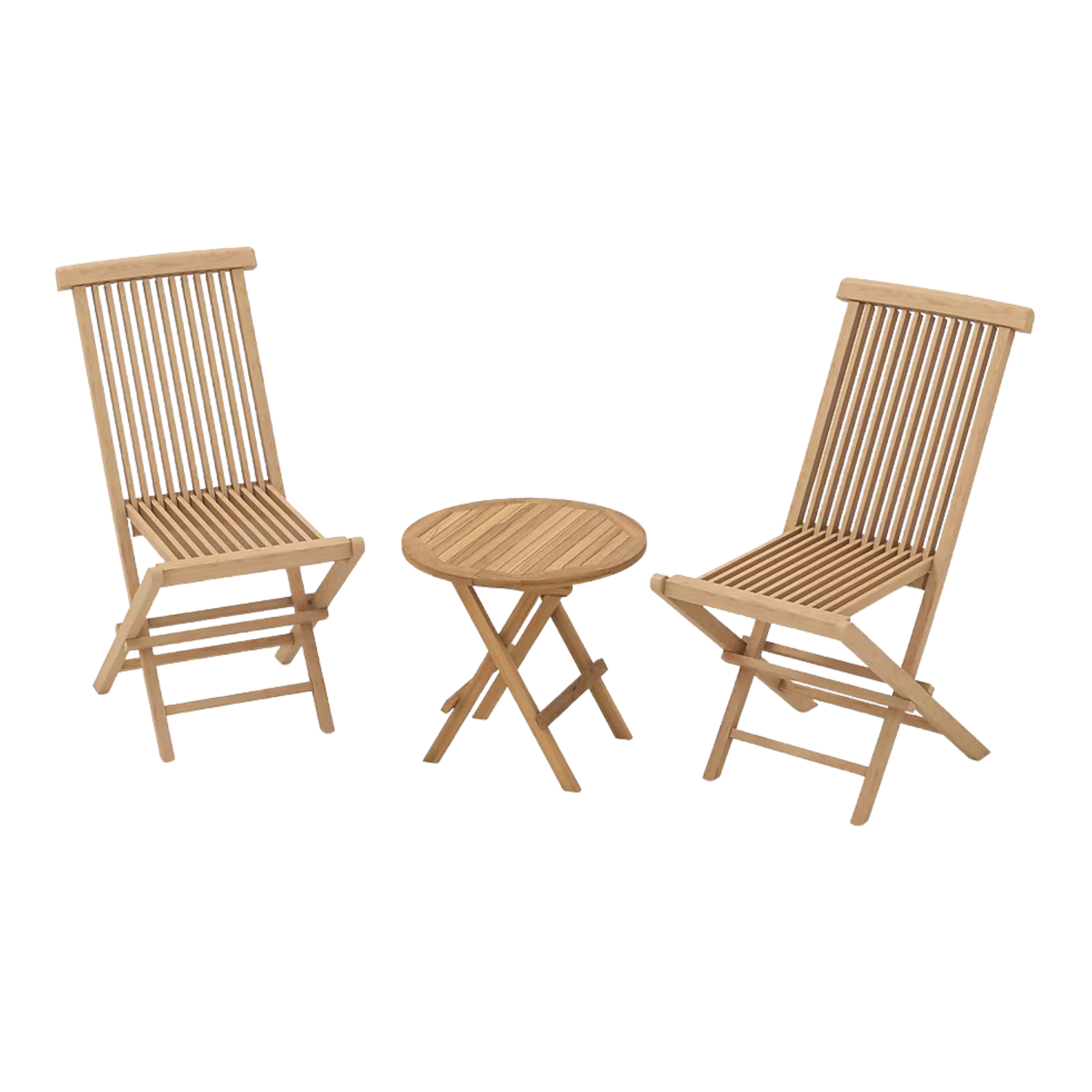 Outdoor Folding Teak Chair Set with Compact Round Table CV Aqma Furniture Outdoor Folding Teak Chair Set with Compact Round Table CV Aqma Furniture