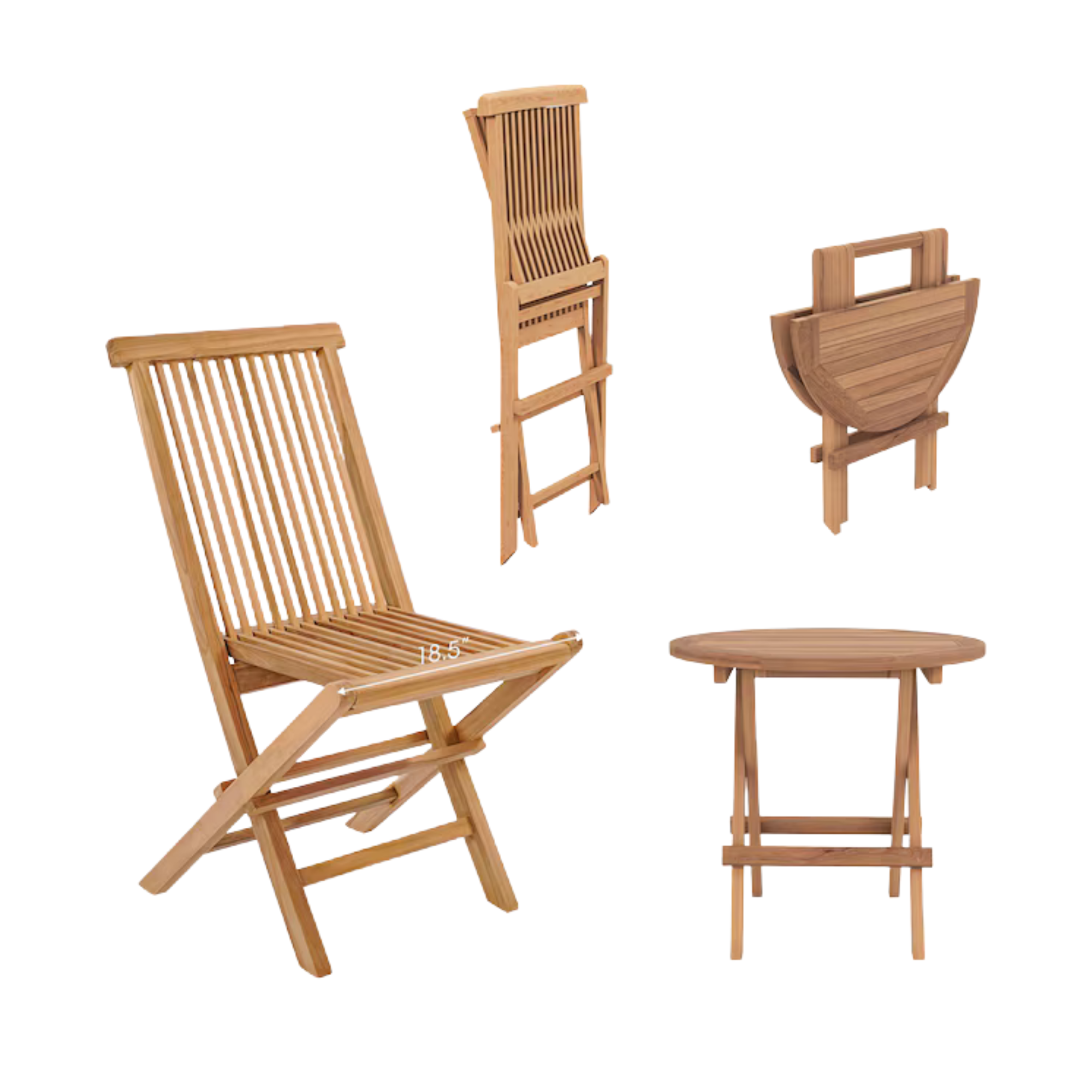 Outdoor Folding Teak Chair Set with Compact Round Table CV Aqma Furniture Outdoor Folding Teak Chair Set with Compact Round Table CV Aqma Furniture