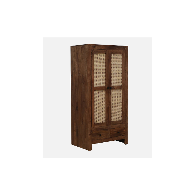 Teak Wood Wardrobe with Rattan Doors & Drawers CV Aqma Furniture Teak Wood Wardrobe with Rattan Doors & Drawers CV Aqma Furniture