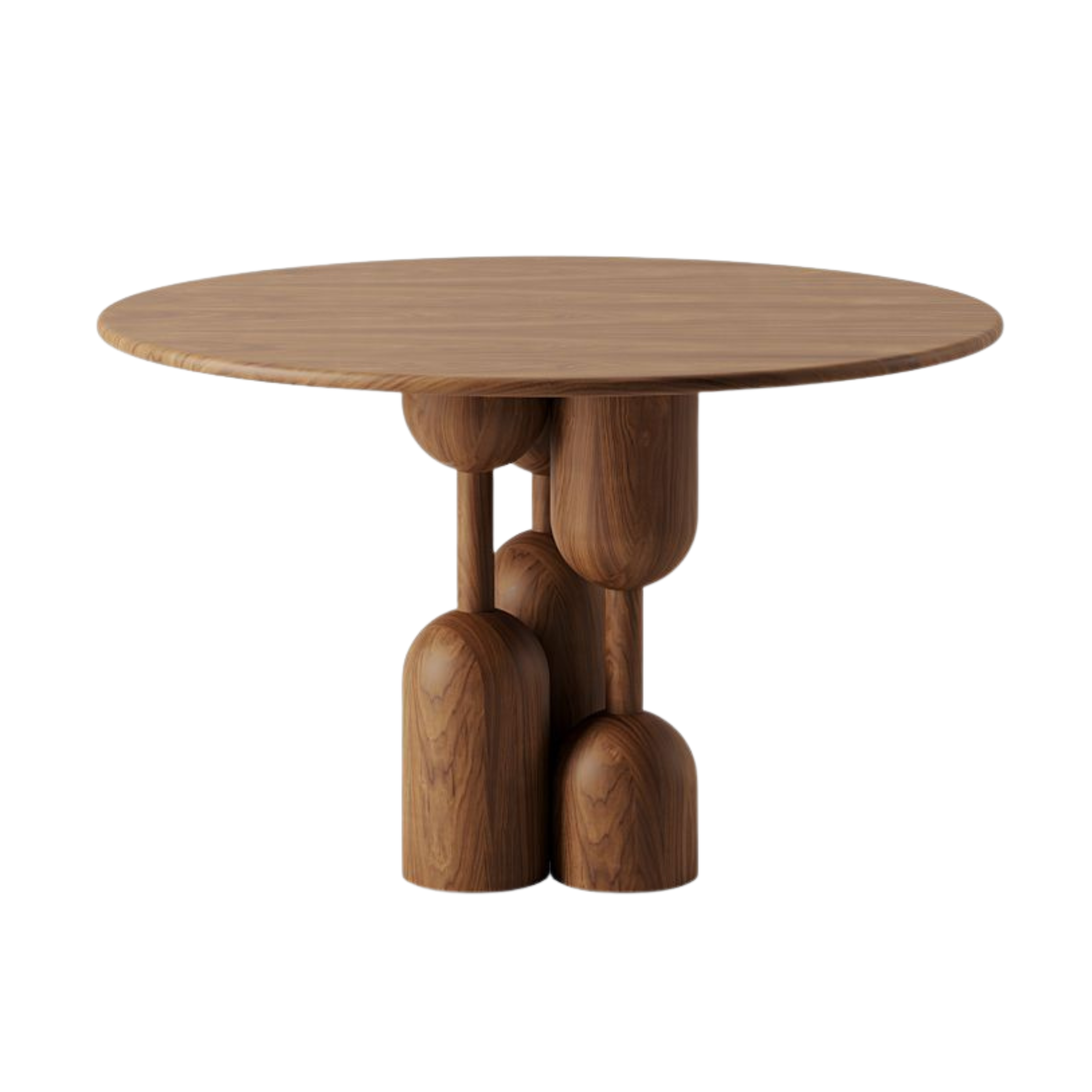 Round Solid Wood Dining Table with Sculptural Bubble Base CV Aqma Furniture Round Solid Wood Dining Table with Sculptural Bubble Base CV Aqma Furniture