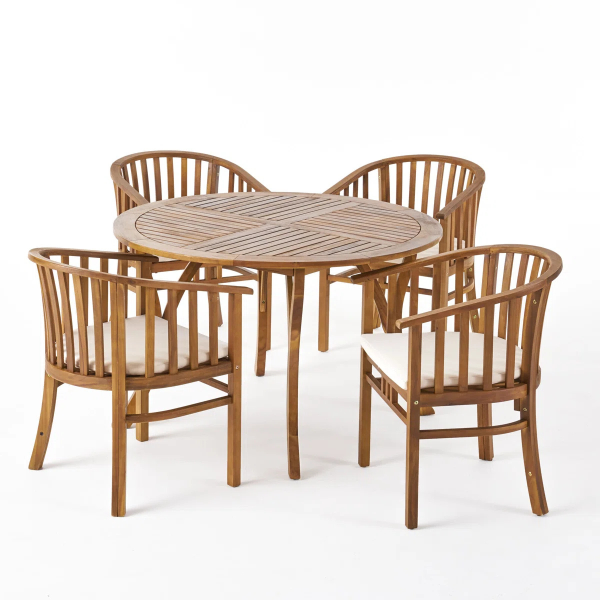 Solid Teak Dining Set | Round Table with Chairs CV Aqma Furniture Solid Teak Dining Set | Round Table with Chairs CV Aqma Furniture