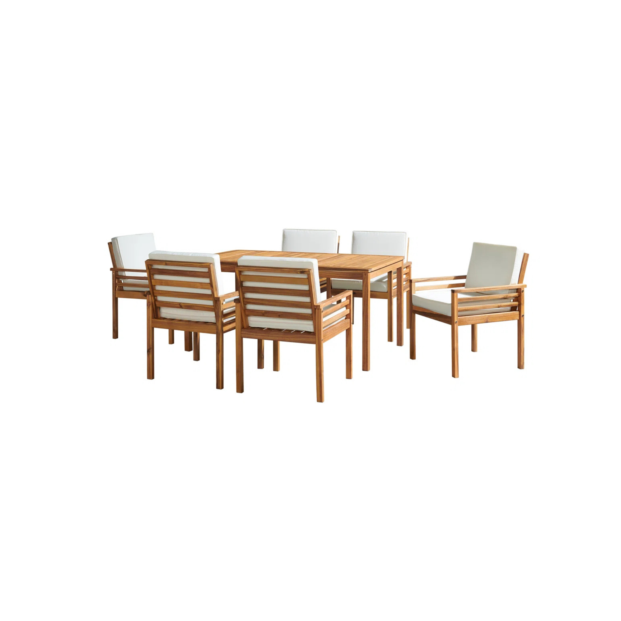 Modern Teak Outdoor Dining Set with Cushioned Chairs CV Aqma Furniture Modern Teak Outdoor Dining Set with Cushioned Chairs CV Aqma Furniture