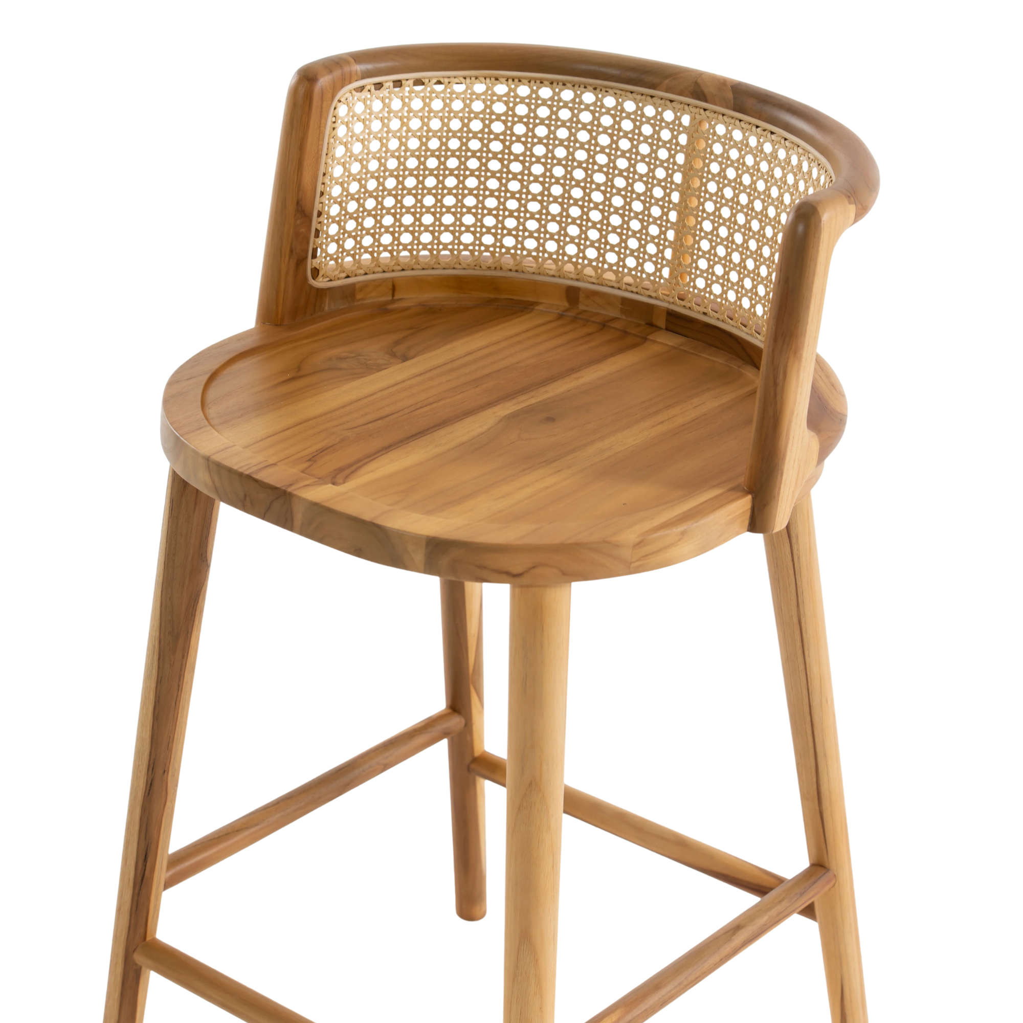 Modern Teak Rattan Bar Stool Minimalist Design for Kitchen & Cafe CV Aqma Furniture Modern Teak Rattan Bar Stool Minimalist Design for Kitchen & Cafe CV Aqma Furniture