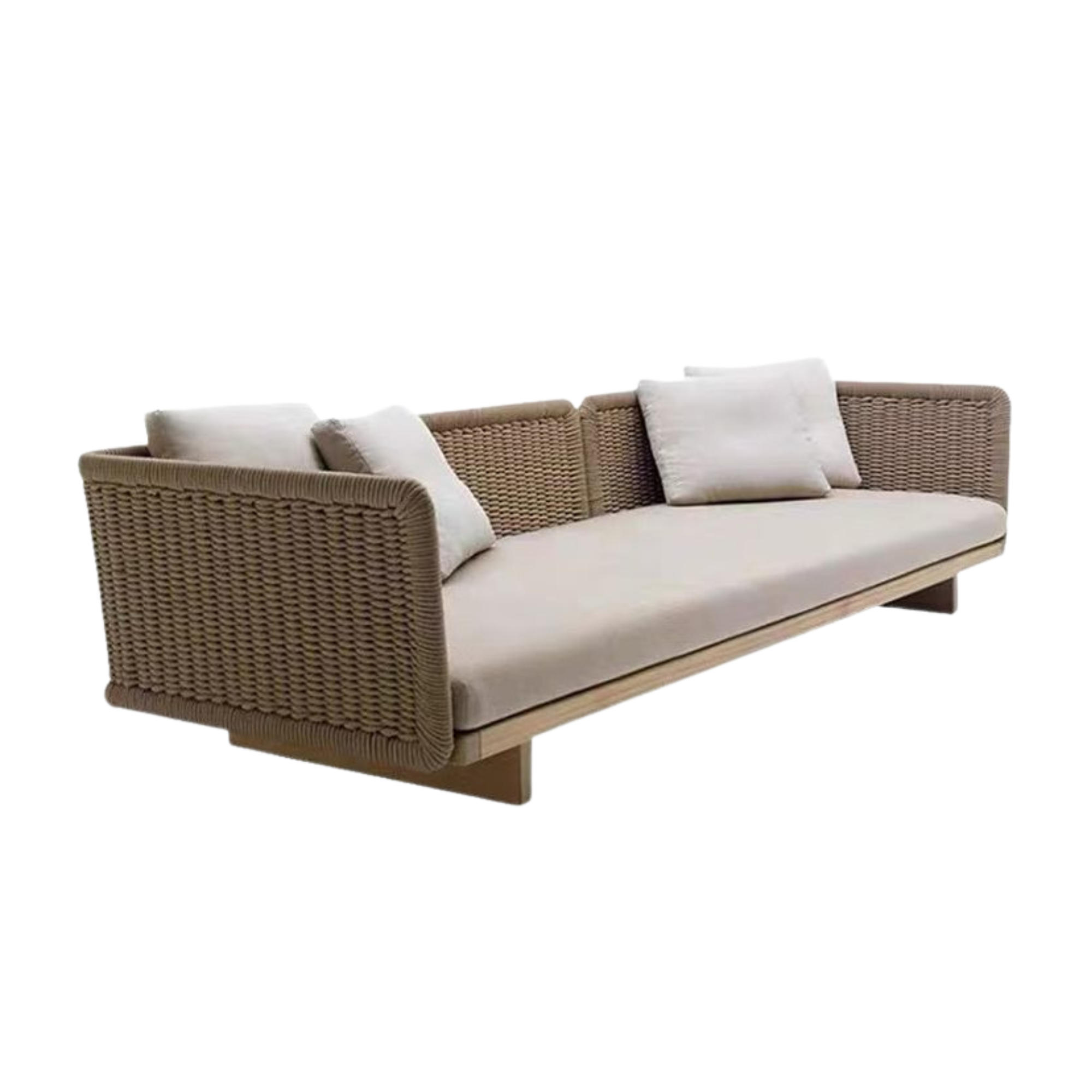Rattan Synthetic Sofa with Elegant Woven Design CV Aqma Furniture Rattan Synthetic Sofa with Elegant Woven Design CV Aqma Furniture