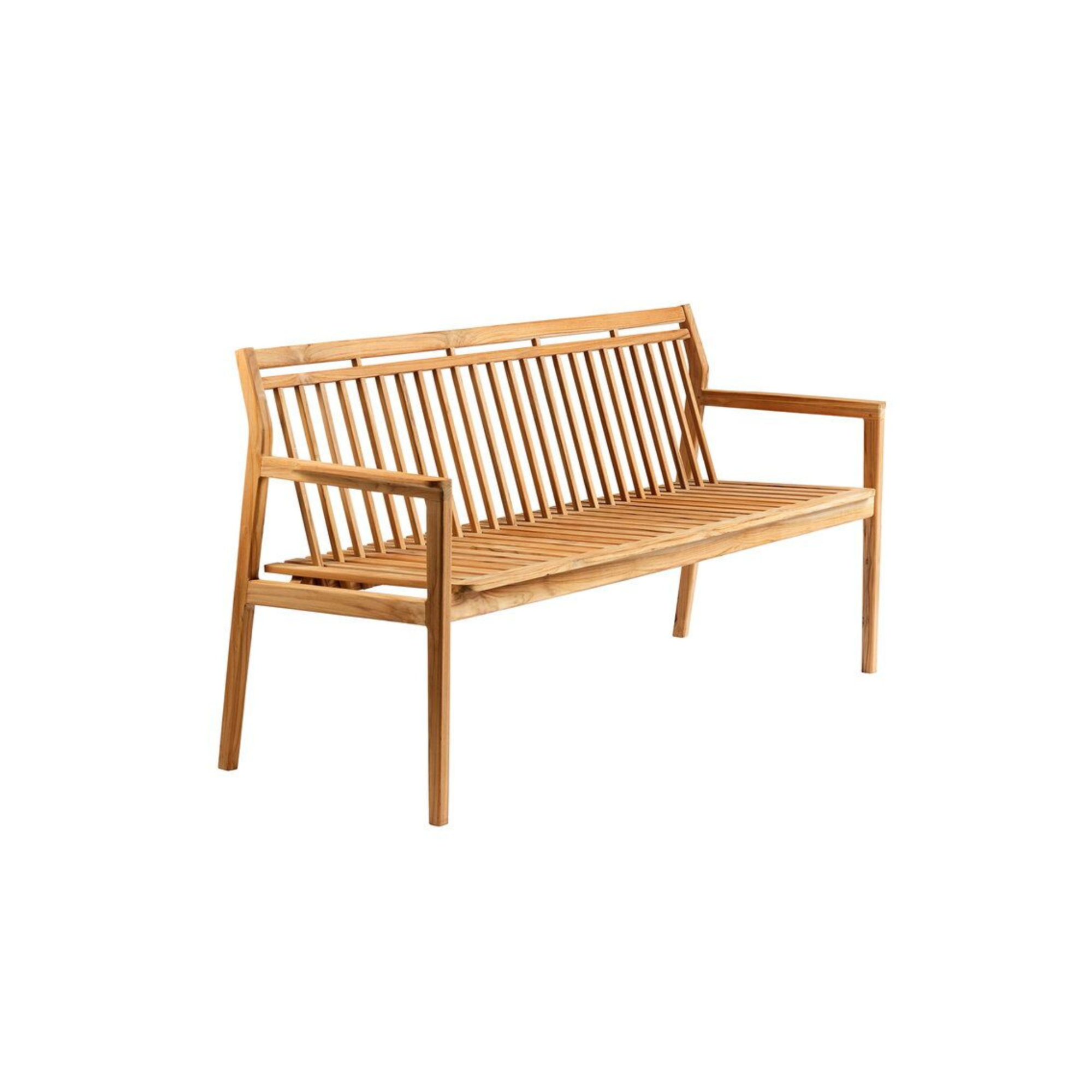 Teak Slatted Outdoor Park Bench with Armrests CV Aqma Furniture Teak Slatted Outdoor Park Bench with Armrests CV Aqma Furniture