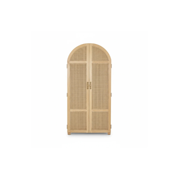 Solid Wood Wardrobe with Natural Rattan Panel CV Aqma Furniture Solid Wood Wardrobe with Natural Rattan Panel CV Aqma Furniture