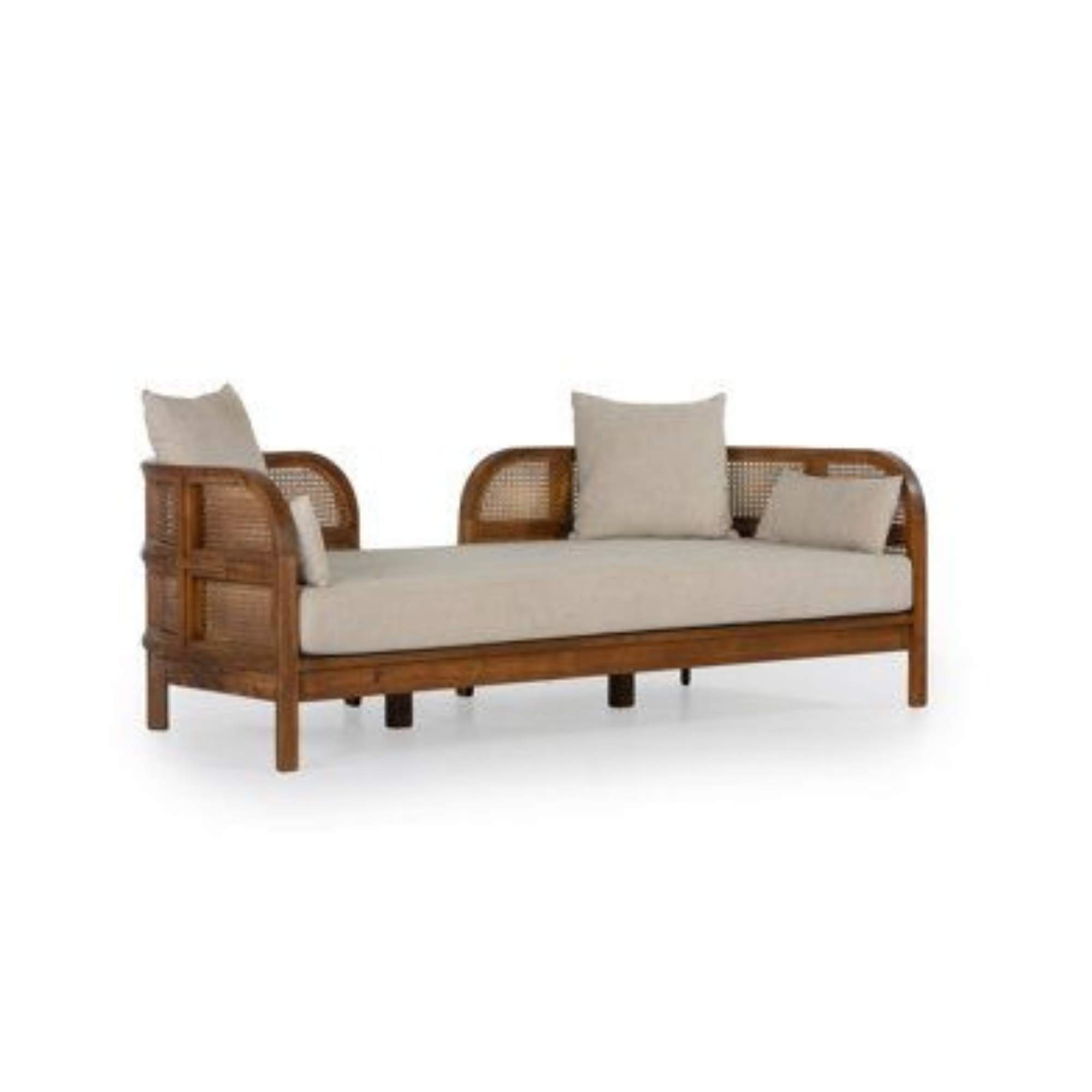 Rattan Woven Teak Wood Daybed for Lounge Area CV Aqma Furniture Rattan Woven Teak Wood Daybed for Lounge Area CV Aqma Furniture