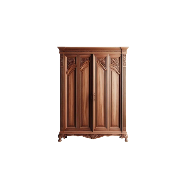 Teak Wood Wardrobe with Hand Carved Panel Design CV Aqma Furniture Teak Wood Wardrobe with Hand Carved Panel Design CV Aqma Furniture