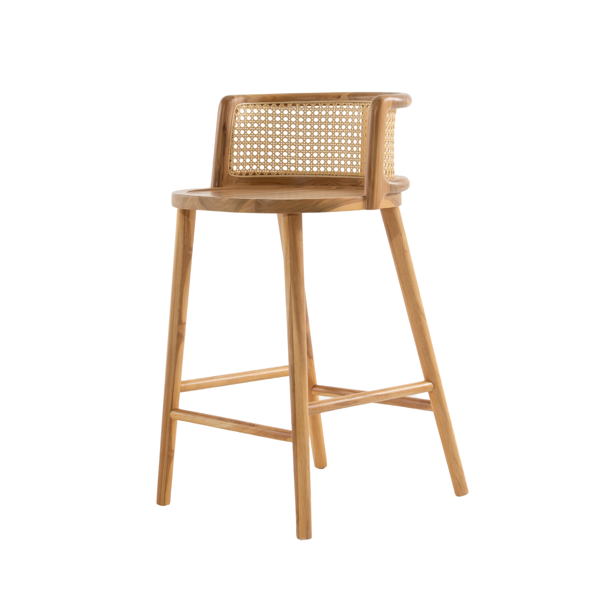 Modern Teak Rattan Bar Stool Minimalist Design for Kitchen & Cafe CV Aqma Furniture Modern Teak Rattan Bar Stool Minimalist Design for Kitchen & Cafe CV Aqma Furniture