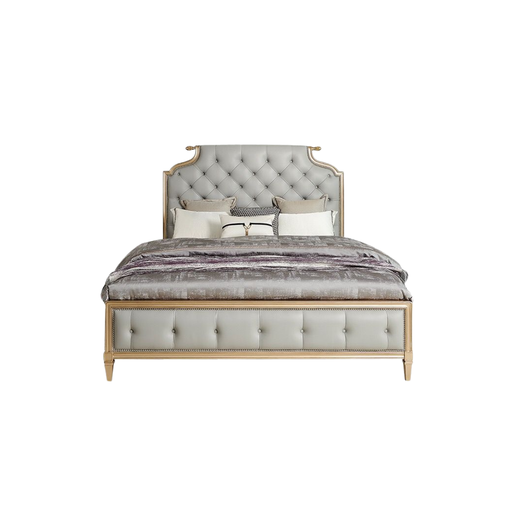 Elegant Classic Bed with Soft Padded Headboard CV Aqma Furniture Elegant Classic Bed with Soft Padded Headboard CV Aqma Furniture