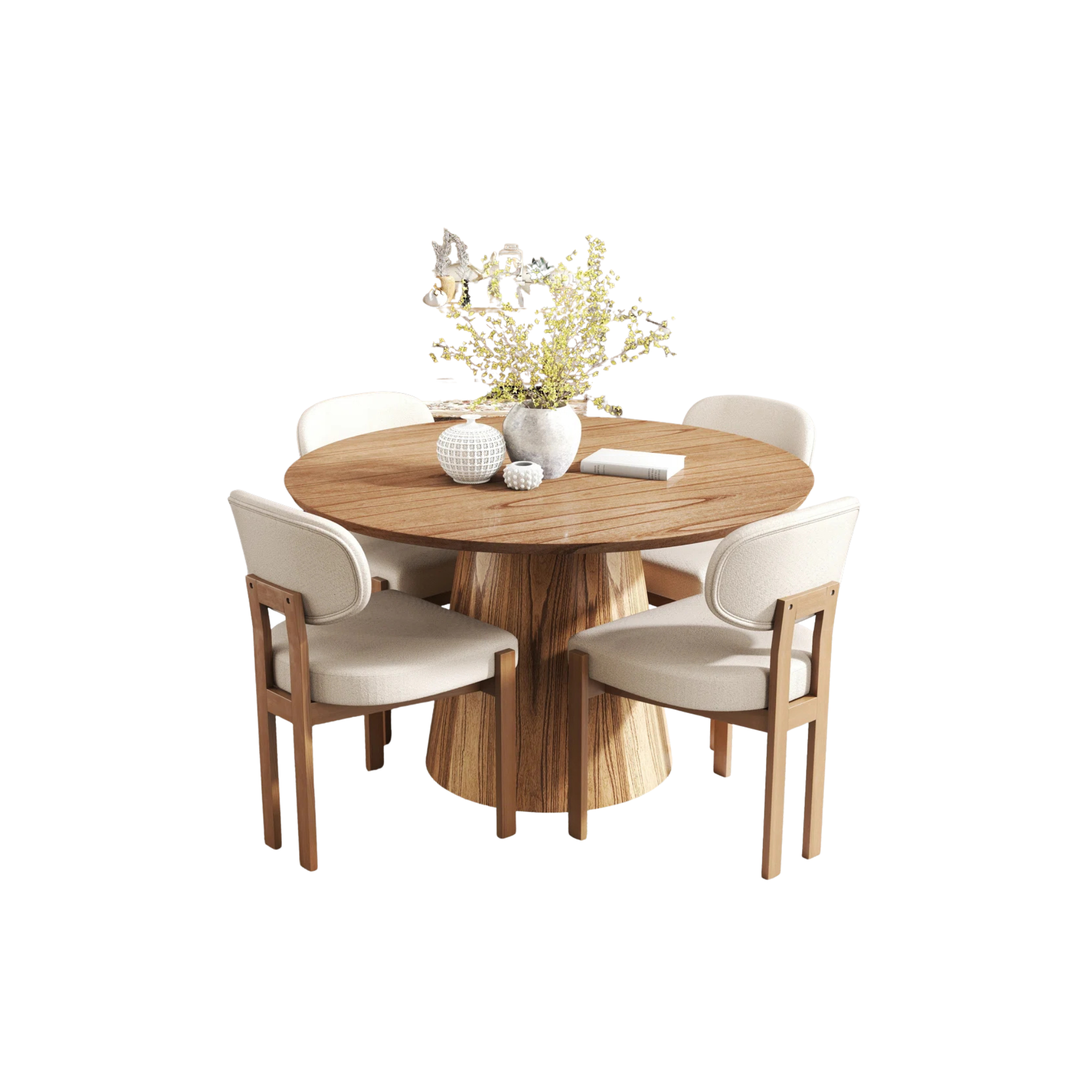 Modern Dining Set with Natural Wood Table and Soft Seating CV Aqma Furniture Modern Dining Set with Natural Wood Table and Soft Seating CV Aqma Furniture