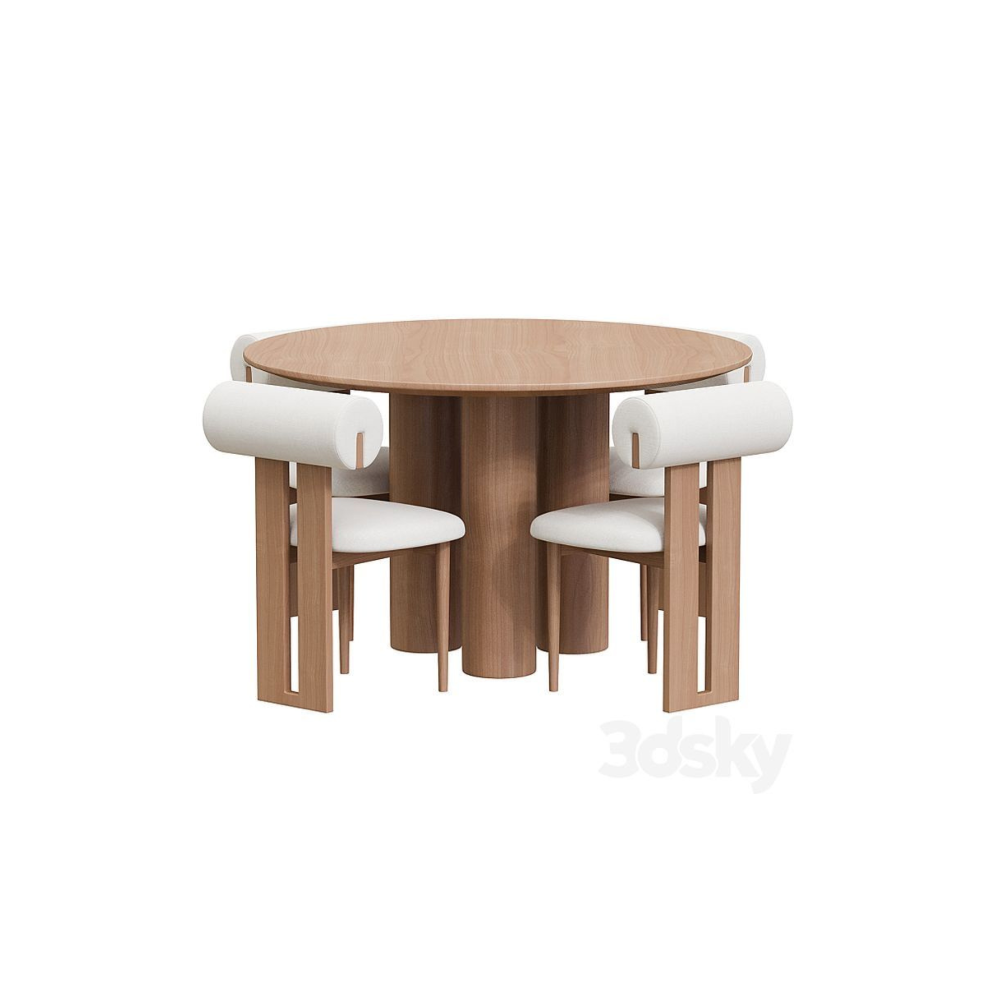 Modern Dining Set with Rounded Table and Cushioned Chairs CV Aqma Furniture Modern Dining Set with Rounded Table and Cushioned Chairs CV Aqma Furniture