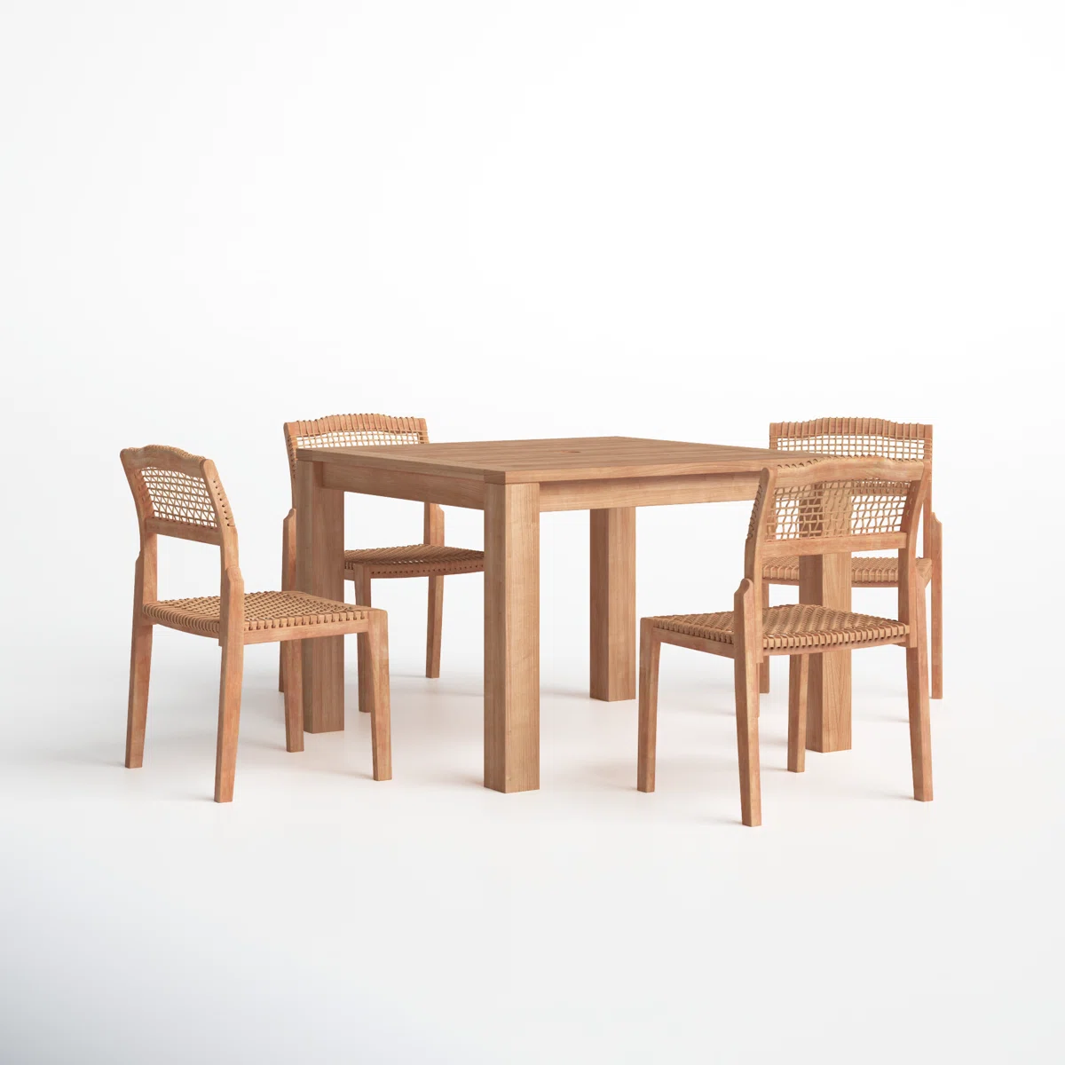 Teak Outdoor Patio Set | Square Table & Rattan Chairs CV Aqma Furniture Teak Outdoor Patio Set | Square Table & Rattan Chairs CV Aqma Furniture