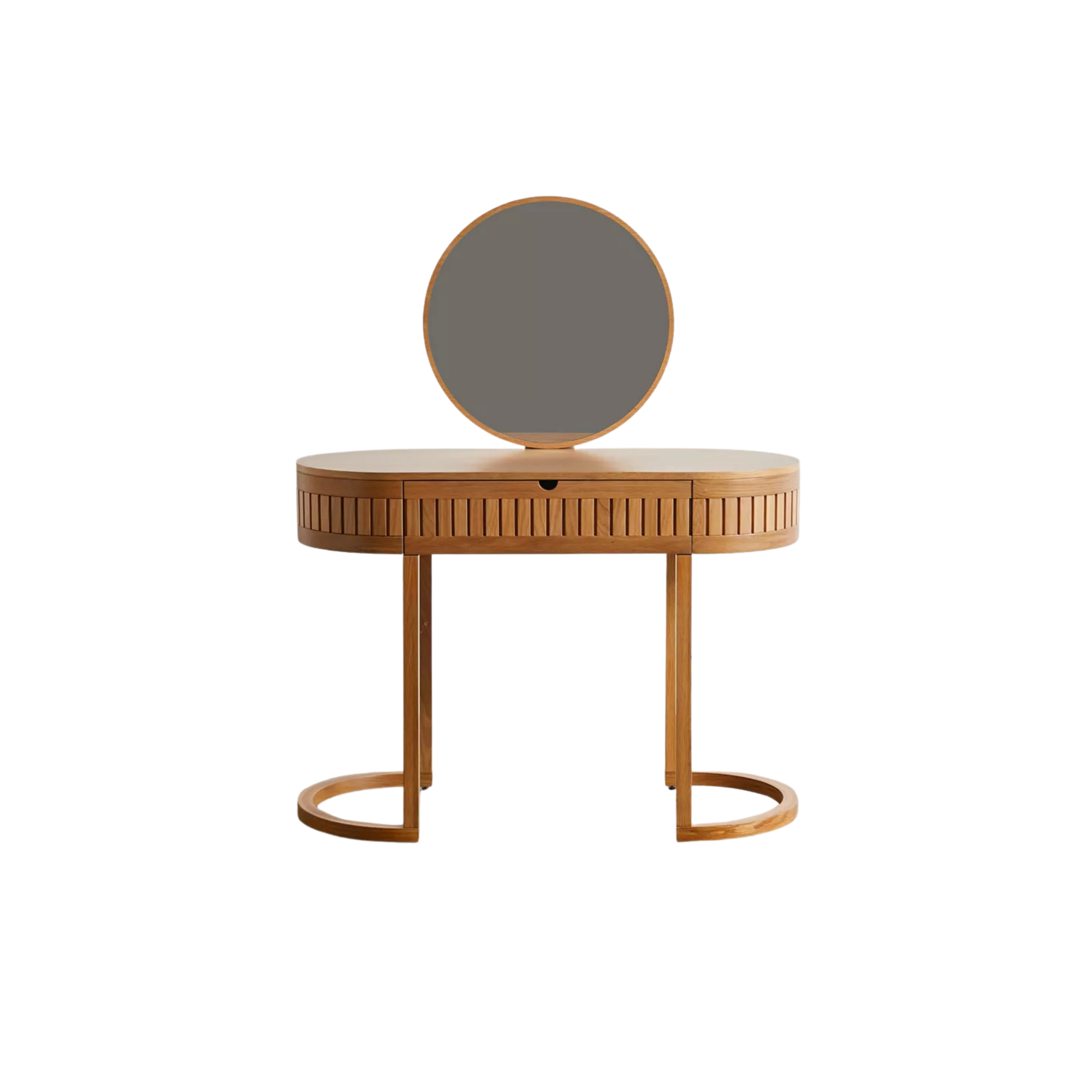 Simple Dressing Table with Round Mirror and Clean Design CV Aqma Furniture Simple Dressing Table with Round Mirror and Clean Design CV Aqma Furniture