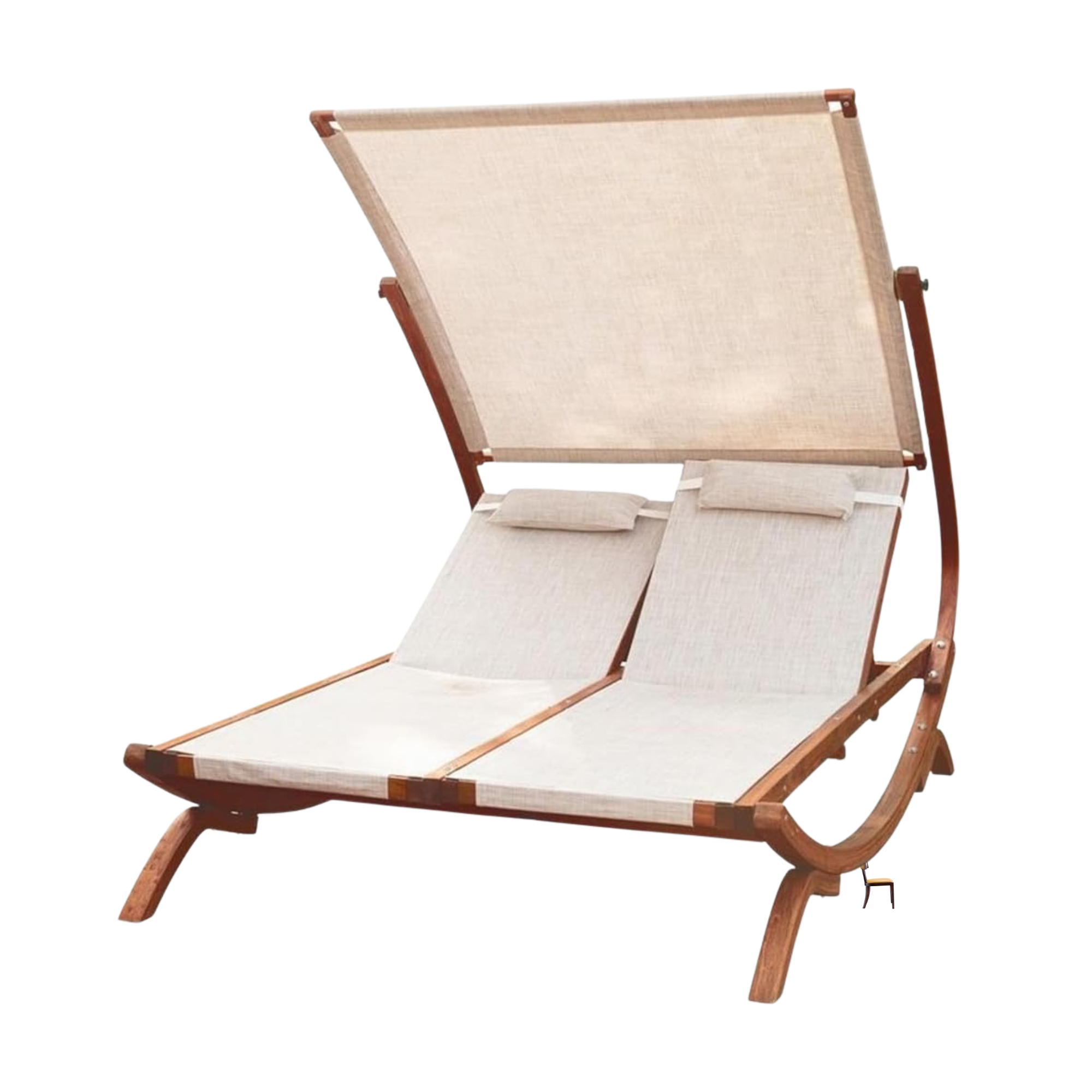 Teak Lounge Lounger Beach Bed with Fabric Sling and Sunshade CV Aqma Furniture Teak Lounge Lounger Beach Bed with Fabric Sling and Sunshade CV Aqma Furniture