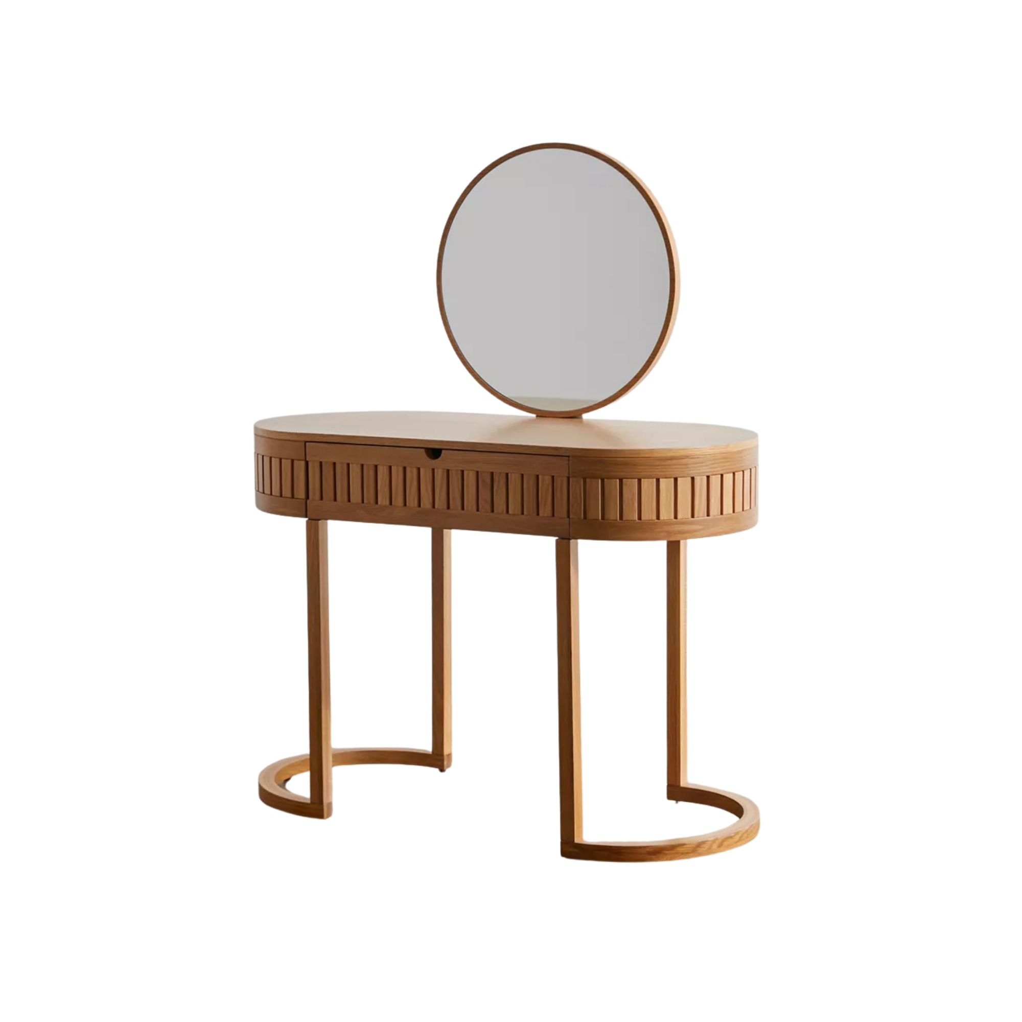 Simple Dressing Table with Round Mirror and Clean Design CV Aqma Furniture Simple Dressing Table with Round Mirror and Clean Design CV Aqma Furniture