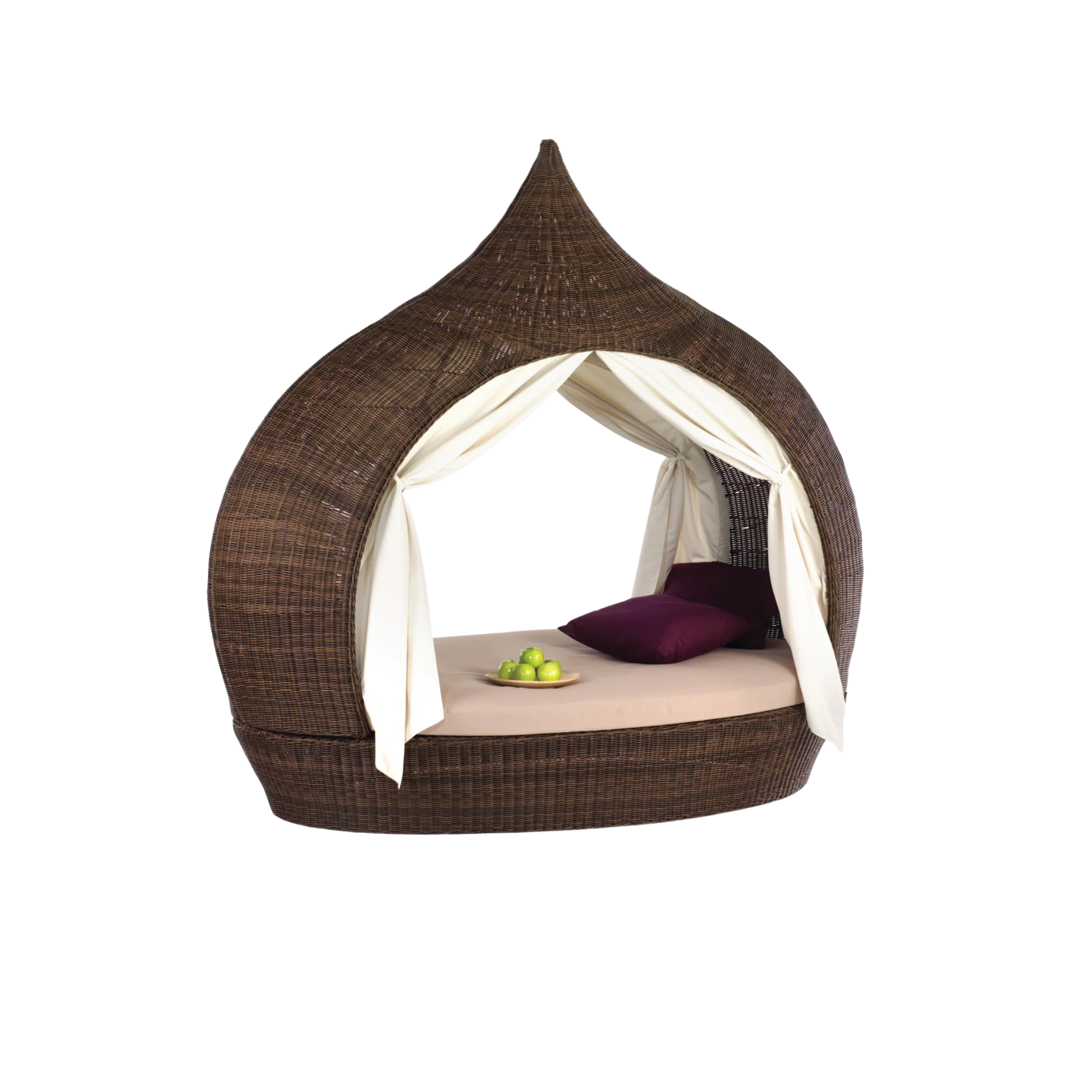 Woven Rattan Cabana Daybed With Curtain For Resort CV Aqma Furniture Woven Rattan Cabana Daybed With Curtain For Resort CV Aqma Furniture