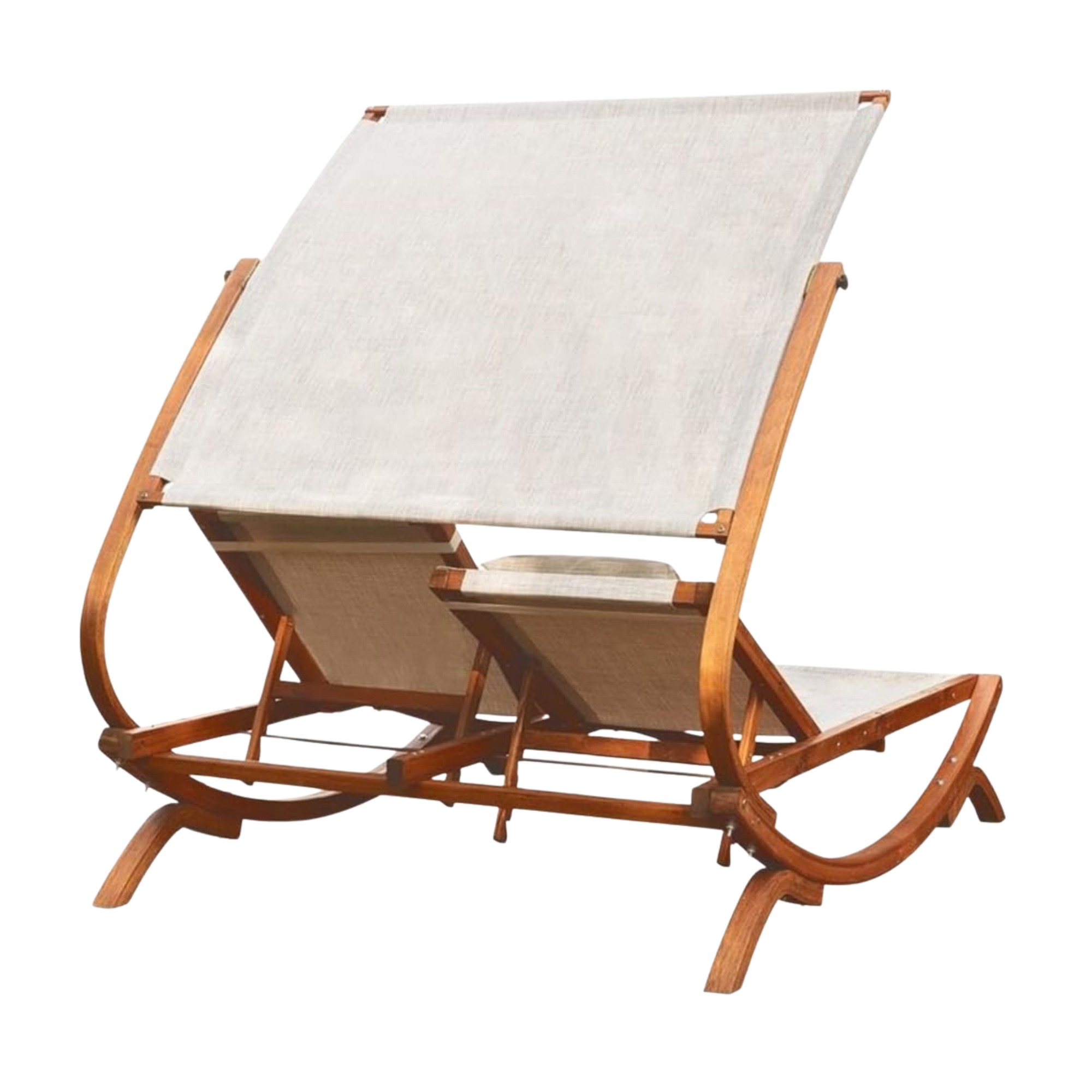 Teak Lounge Lounger Beach Bed with Fabric Sling and Sunshade CV Aqma Furniture Teak Lounge Lounger Beach Bed with Fabric Sling and Sunshade CV Aqma Furniture