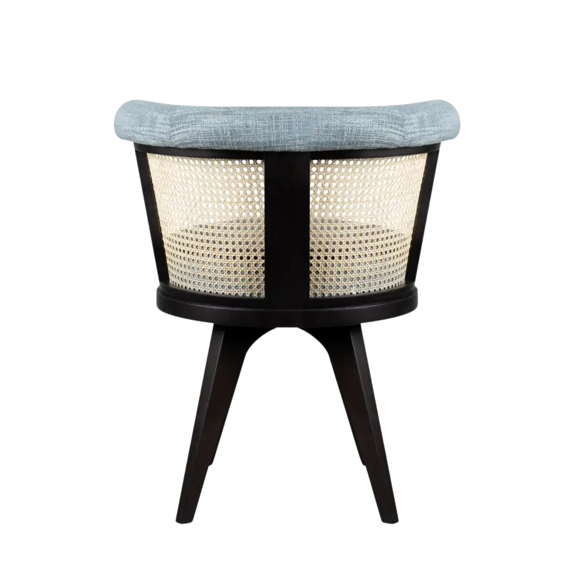 Rounded Cafe Chair Modern Rattan Back Wooden Frame Upholstered Seat for Home Restaurant Dining Furniture CV Aqma Furniture Rounded Cafe Chair Modern Rattan Back Wooden Frame Upholstered Seat for Home Restaurant Dining Furniture CV Aqma Furniture