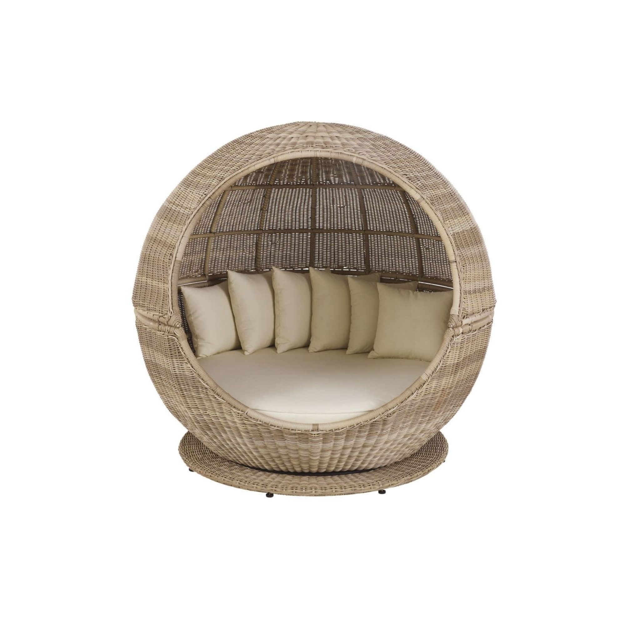Outdoor Round Rattan Sofa Daybed With Back Cushion CV Aqma Furniture Outdoor Round Rattan Sofa Daybed With Back Cushion CV Aqma Furniture