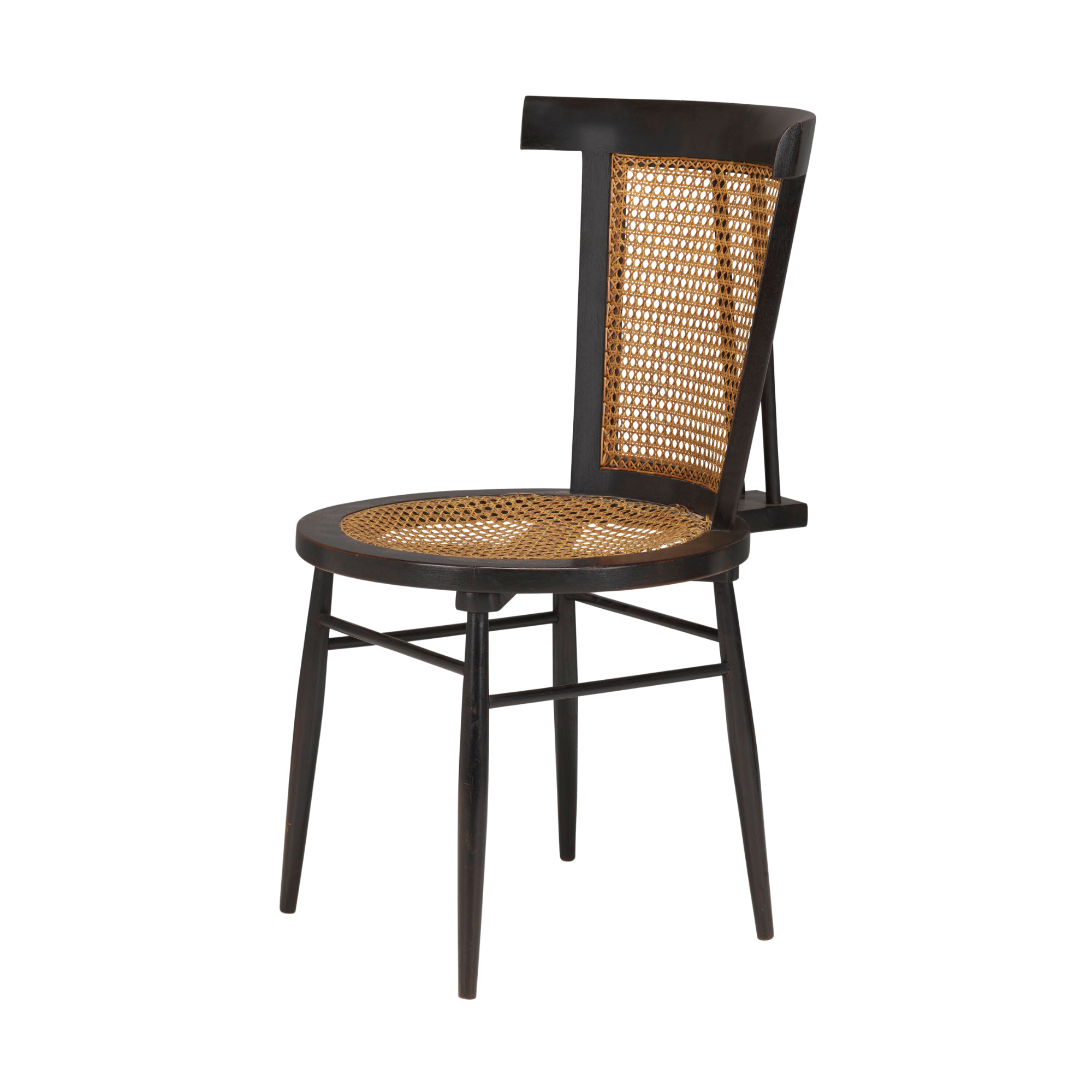 Rounded Wooden Café Chair with Cane Seat & Back CV Aqma Furniture Rounded Wooden Café Chair with Cane Seat & Back CV Aqma Furniture