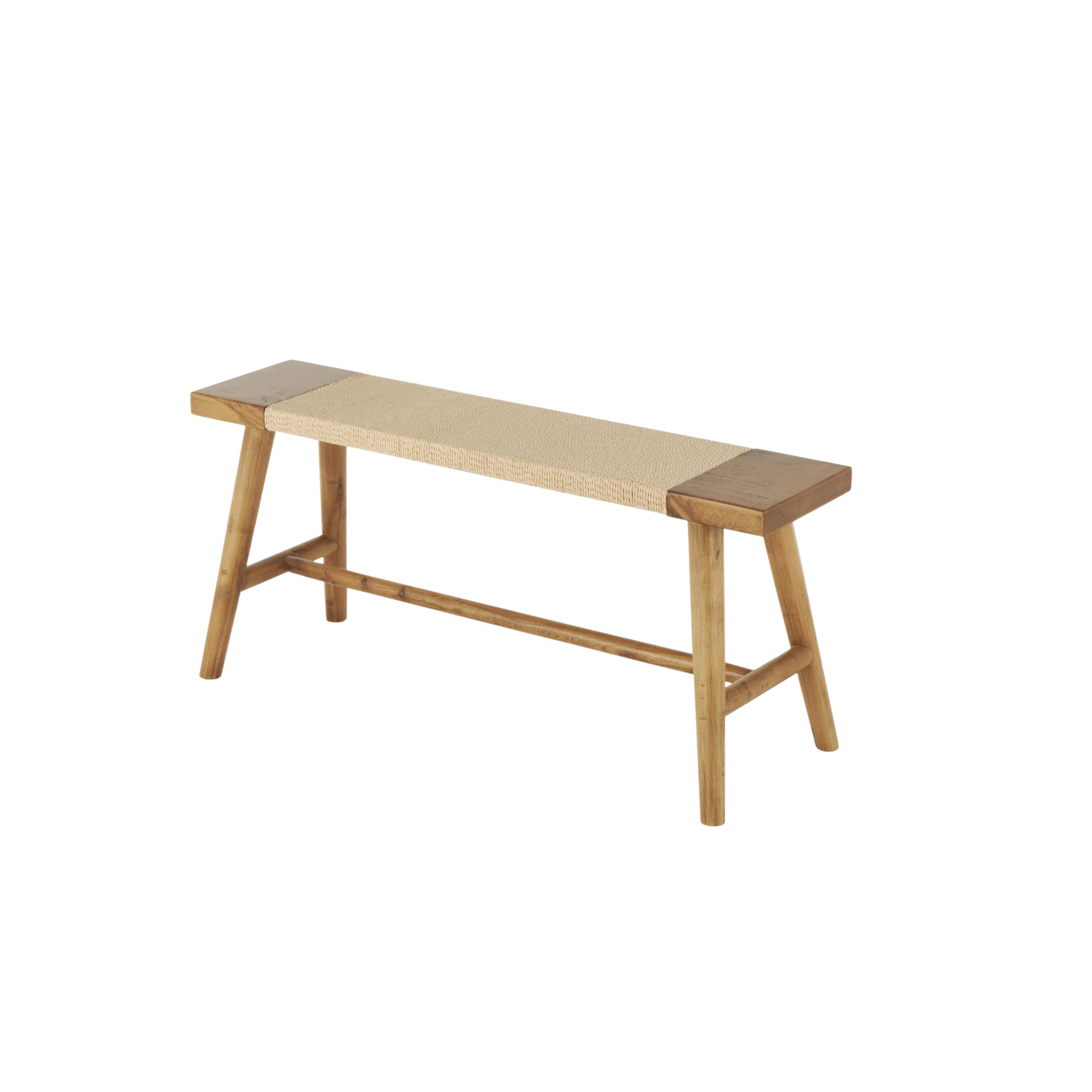 Handcrafted Teak Wood Rope Bench with Woven Seat CV Aqma Furniture Handcrafted Teak Wood Rope Bench with Woven Seat CV Aqma Furniture