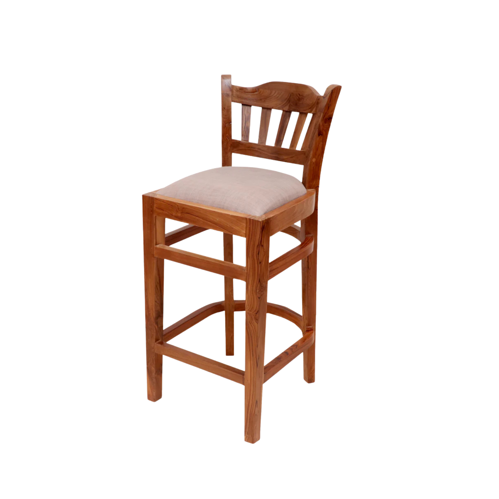 Solid Teak Wood Bar Chair with Upholstered Cushion Seat CV Aqma Furniture Solid Teak Wood Bar Chair with Upholstered Cushion Seat CV Aqma Furniture