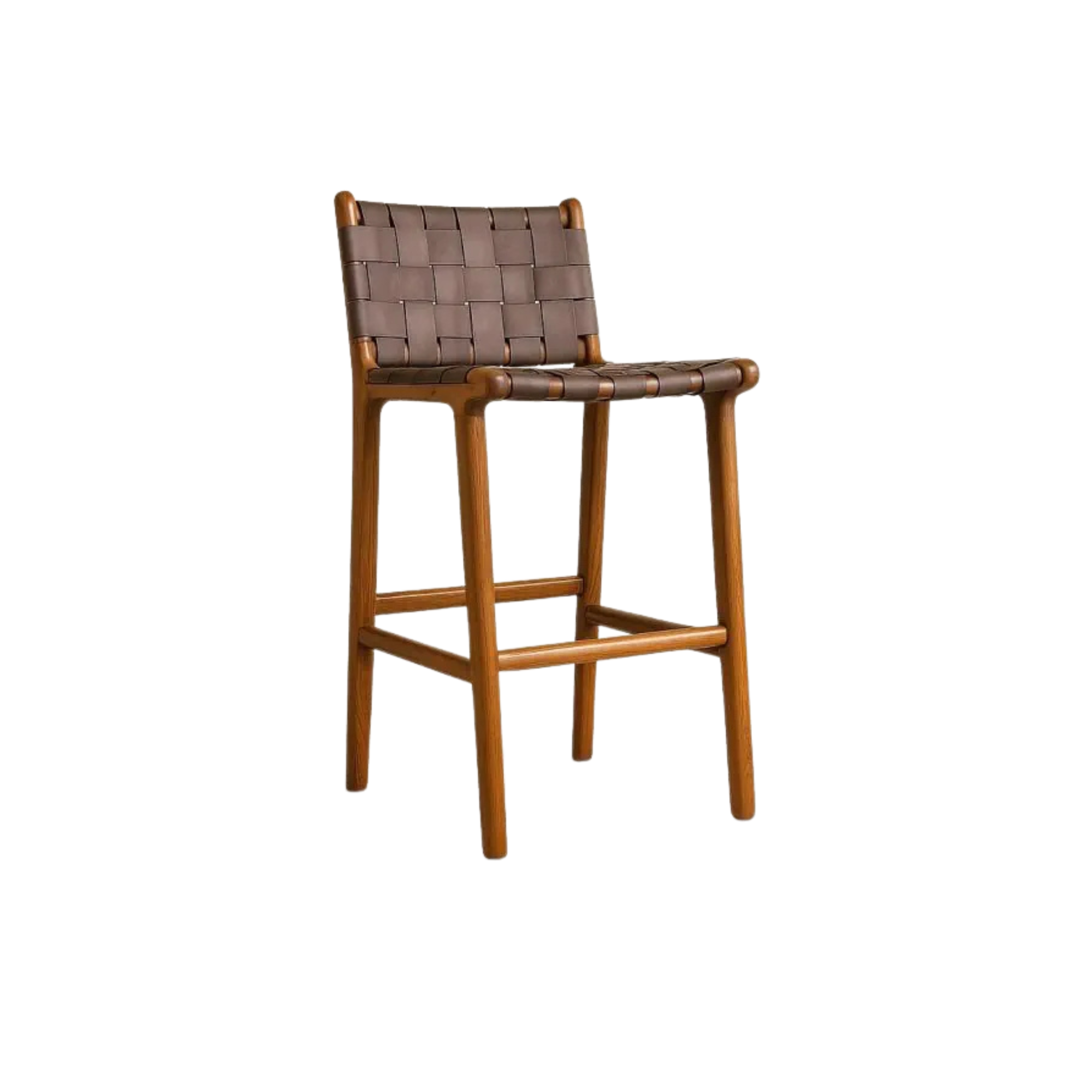 Teak Wood Bar Chair with Woven Leather Seat and Backrest CV Aqma Furniture Teak Wood Bar Chair with Woven Leather Seat and Backrest CV Aqma Furniture