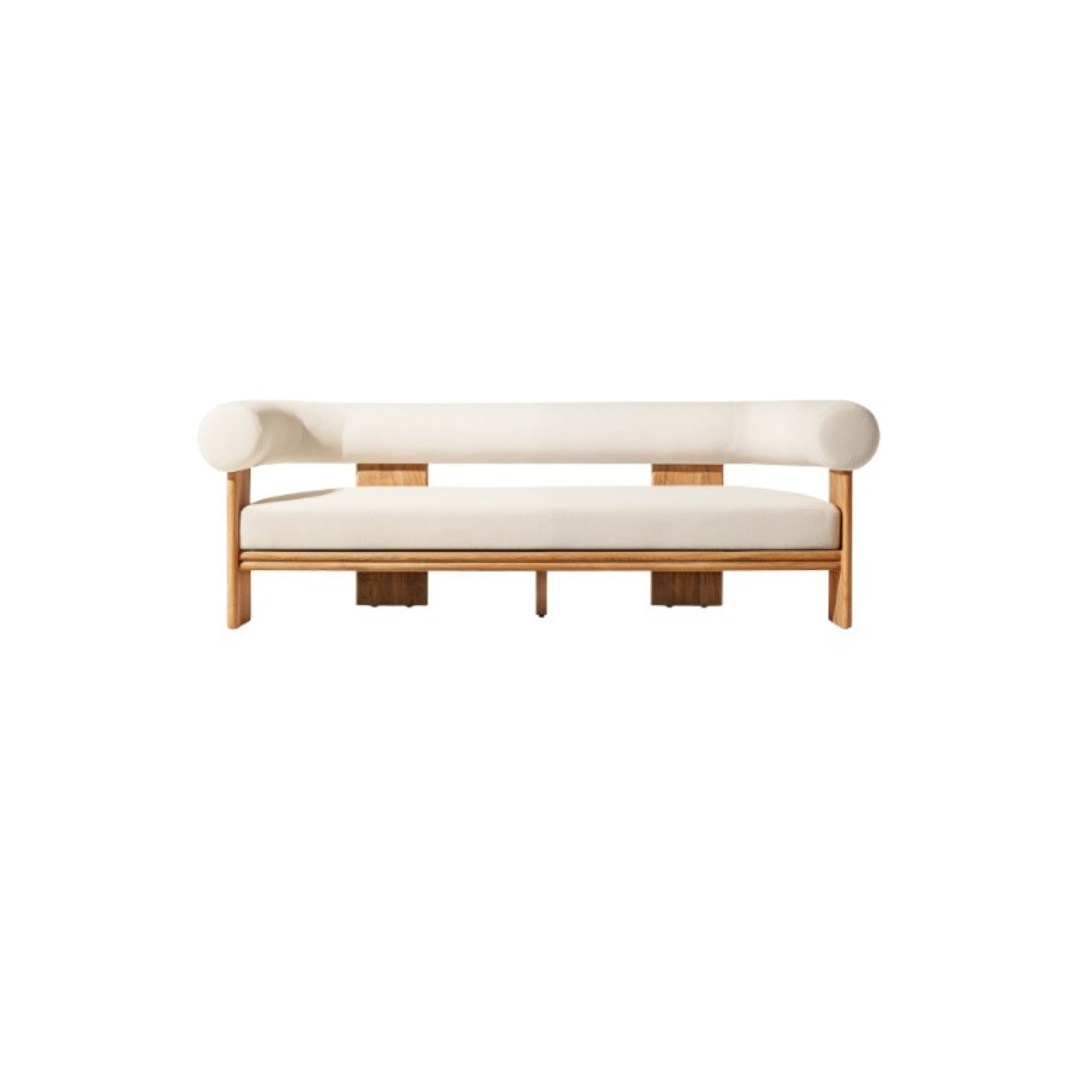 Modern Teak Frame Sofa with Roll Back Cushion CV Aqma Furniture Modern Teak Frame Sofa with Roll Back Cushion CV Aqma Furniture