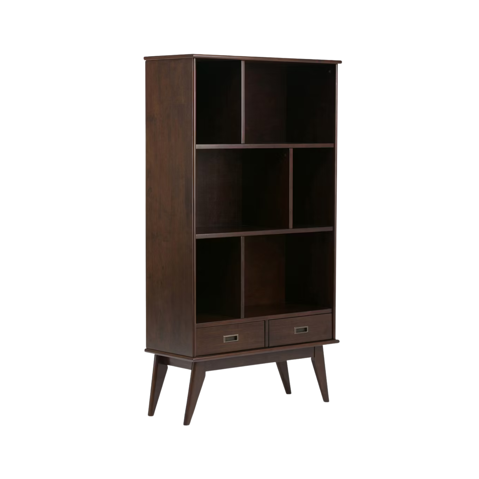Teak Bookshelf with Open Compartments and Storage Drawers CV Aqma Furniture Teak Bookshelf with Open Compartments and Storage Drawers CV Aqma Furniture