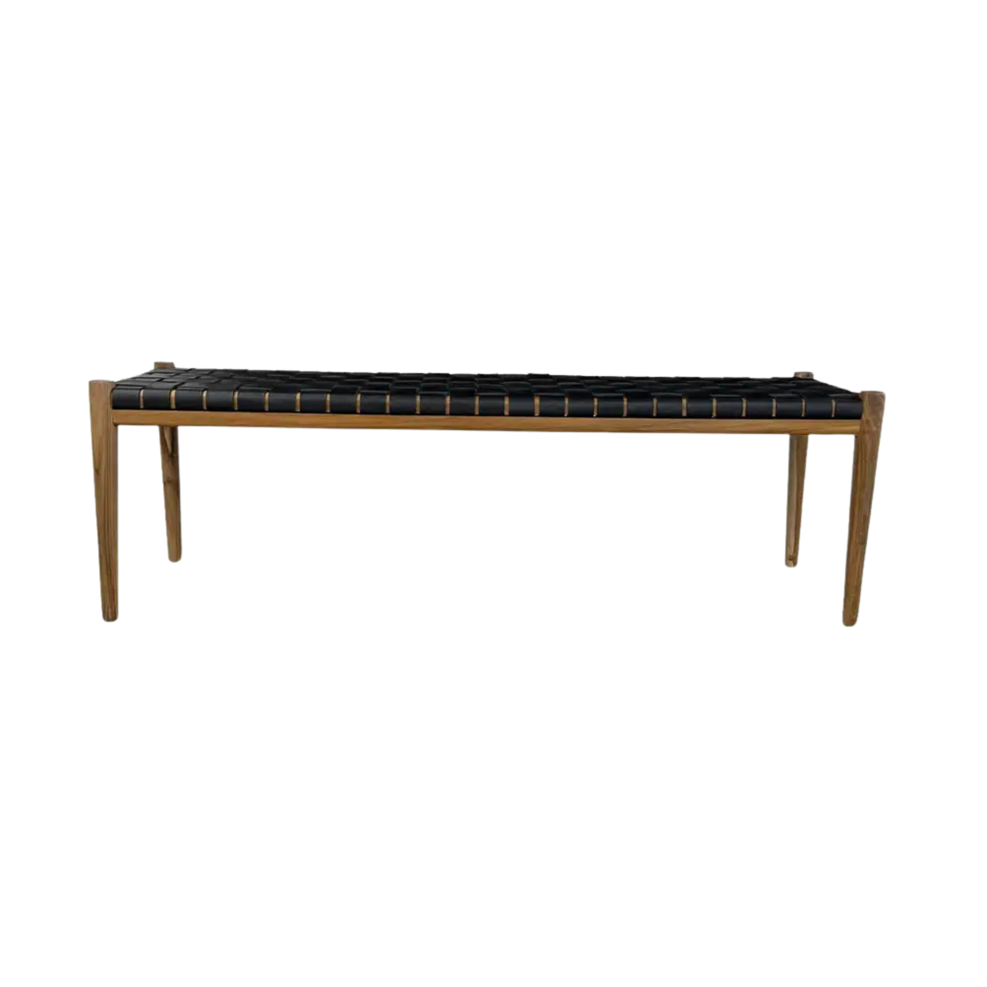 Minimalist Teak Wood Bench with Woven Rope CV Aqma Furniture Minimalist Teak Wood Bench with Woven Rope CV Aqma Furniture