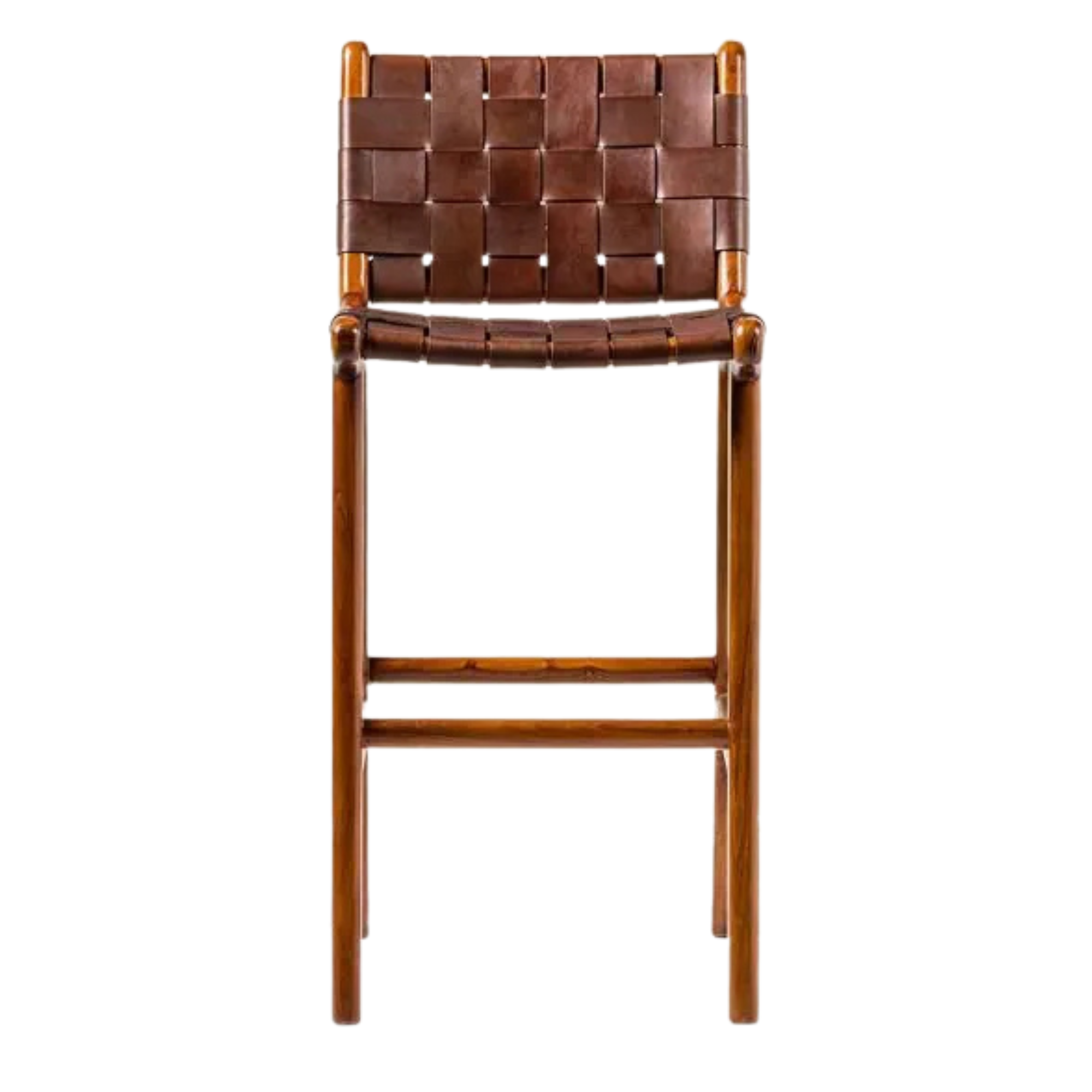 Teak Wood Bar Chair with Woven Leather Seat and Backrest CV Aqma Furniture Teak Wood Bar Chair with Woven Leather Seat and Backrest CV Aqma Furniture