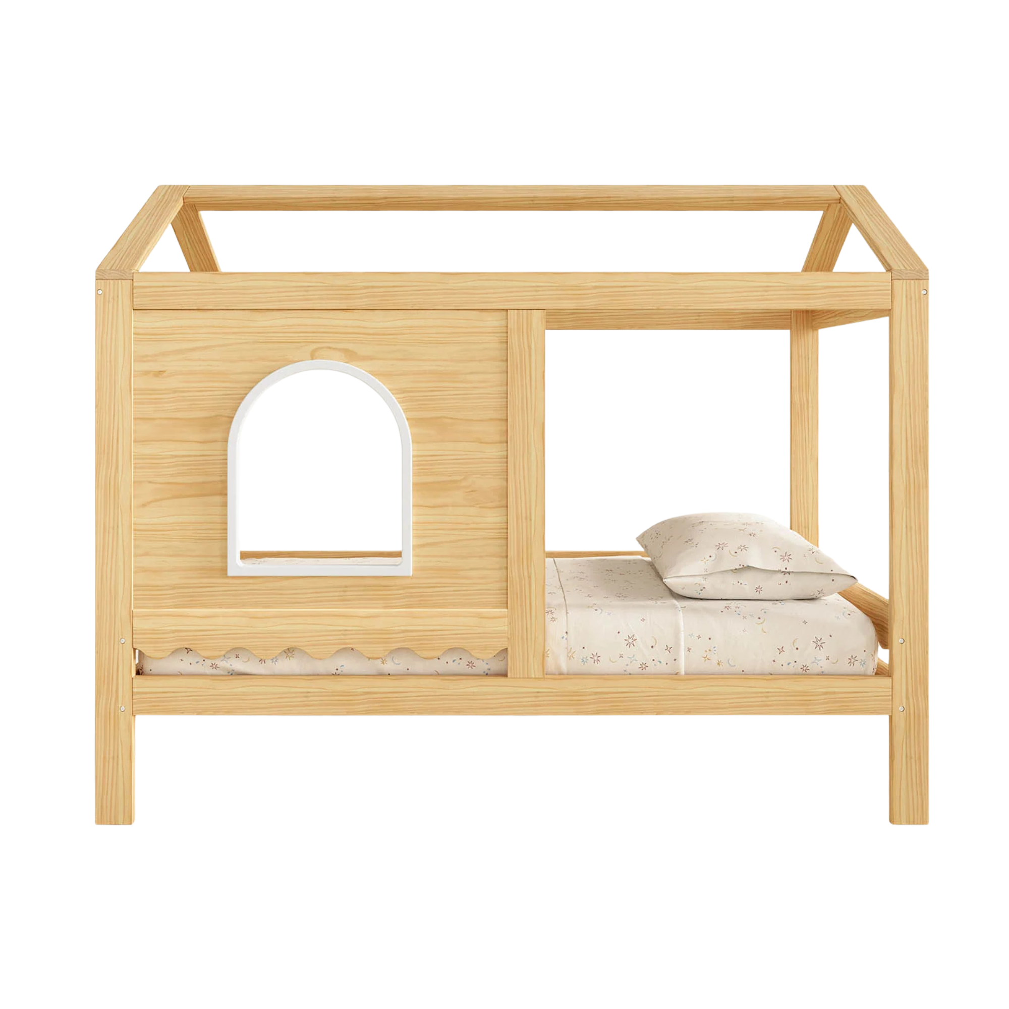 Solid Teak Wood Kids Bed Frame Natural Finish Modern Design CV Aqma Furniture Solid Teak Wood Kids Bed Frame Natural Finish Modern Design CV Aqma Furniture