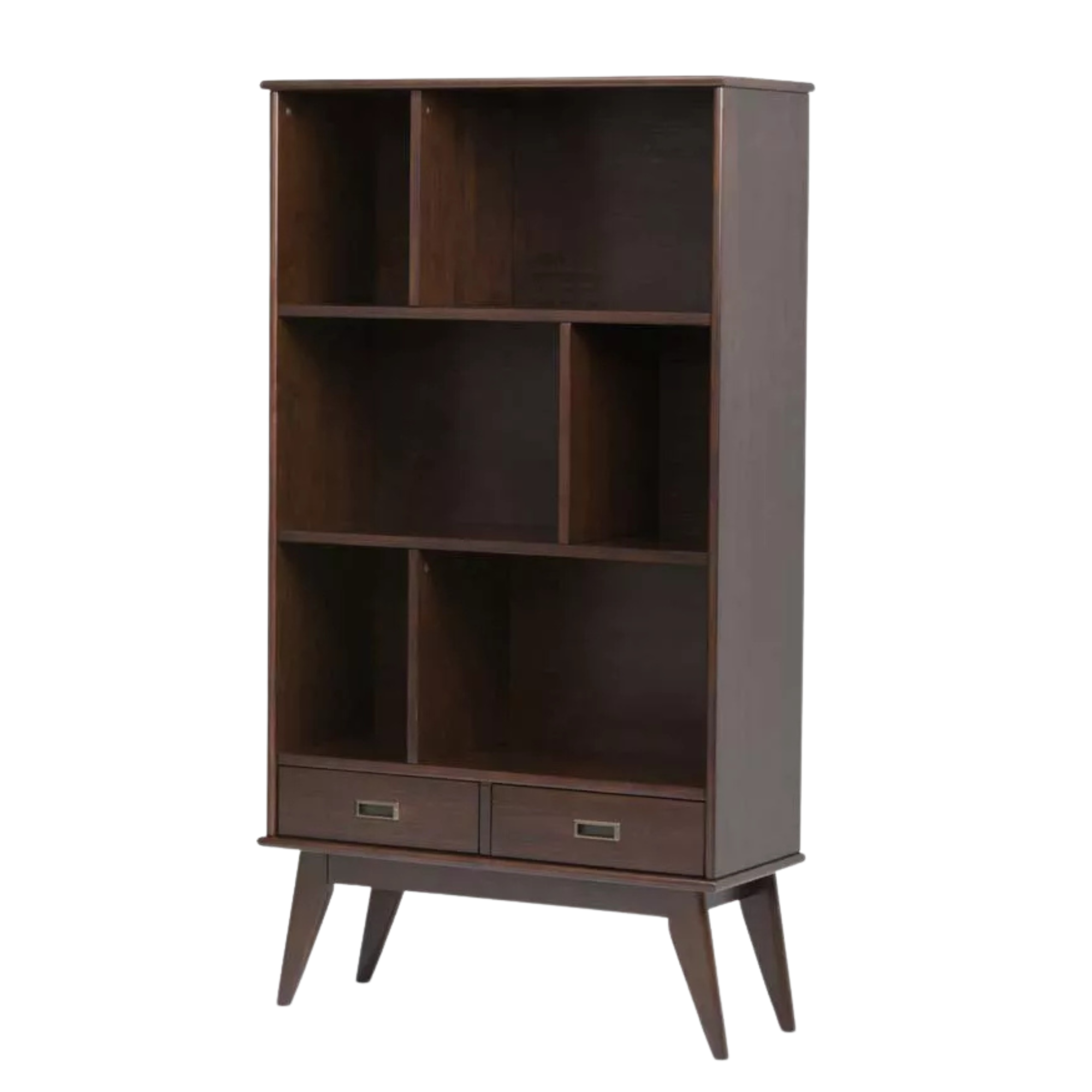 Teak Bookshelf with Open Compartments and Storage Drawers CV Aqma Furniture Teak Bookshelf with Open Compartments and Storage Drawers CV Aqma Furniture