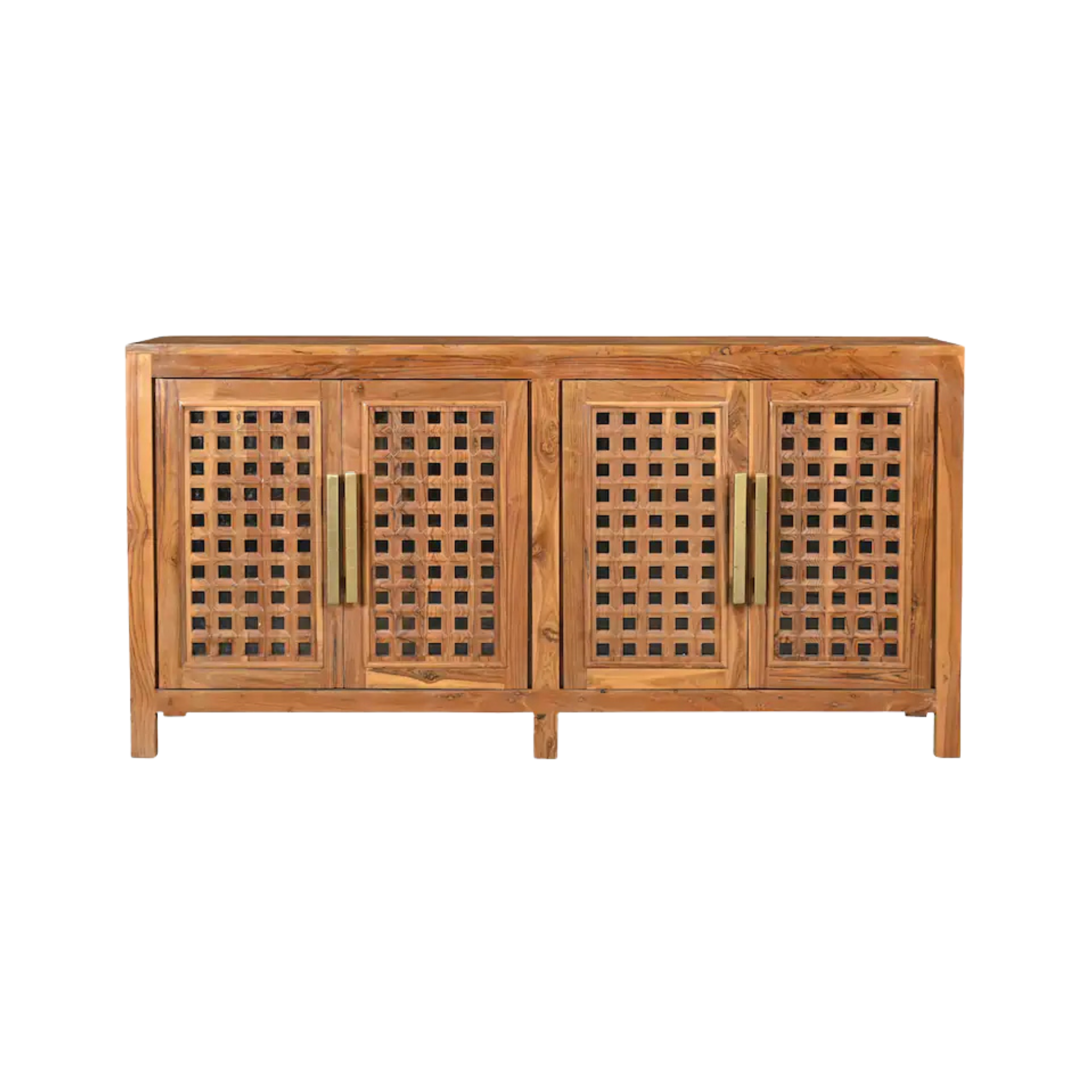 Solid Teak Buffet Sideboard with Carved Geometric Doors CV Aqma Furniture Solid Teak Buffet Sideboard with Carved Geometric Doors CV Aqma Furniture