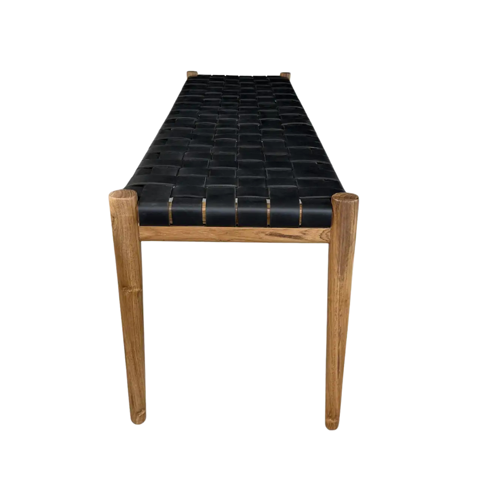 Minimalist Teak Wood Bench with Woven Rope CV Aqma Furniture Minimalist Teak Wood Bench with Woven Rope CV Aqma Furniture