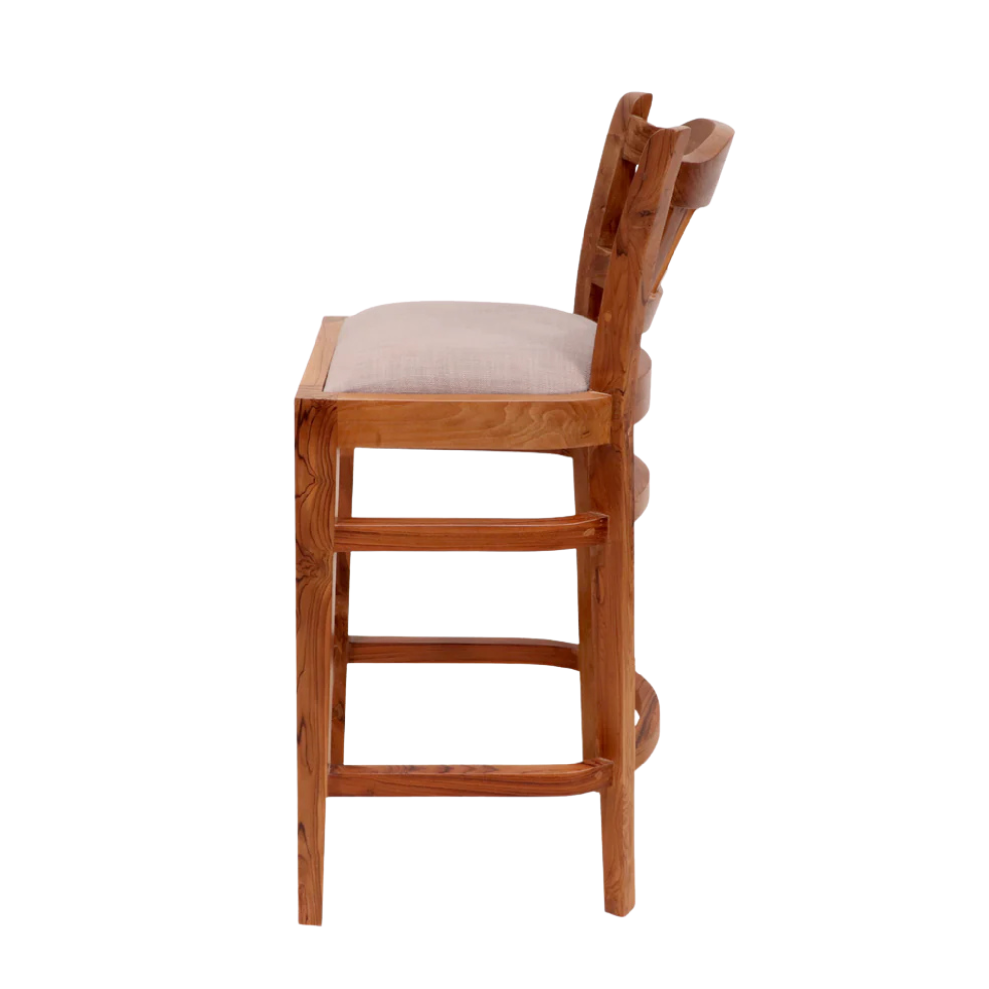 Solid Teak Wood Bar Chair with Upholstered Cushion Seat CV Aqma Furniture Solid Teak Wood Bar Chair with Upholstered Cushion Seat CV Aqma Furniture