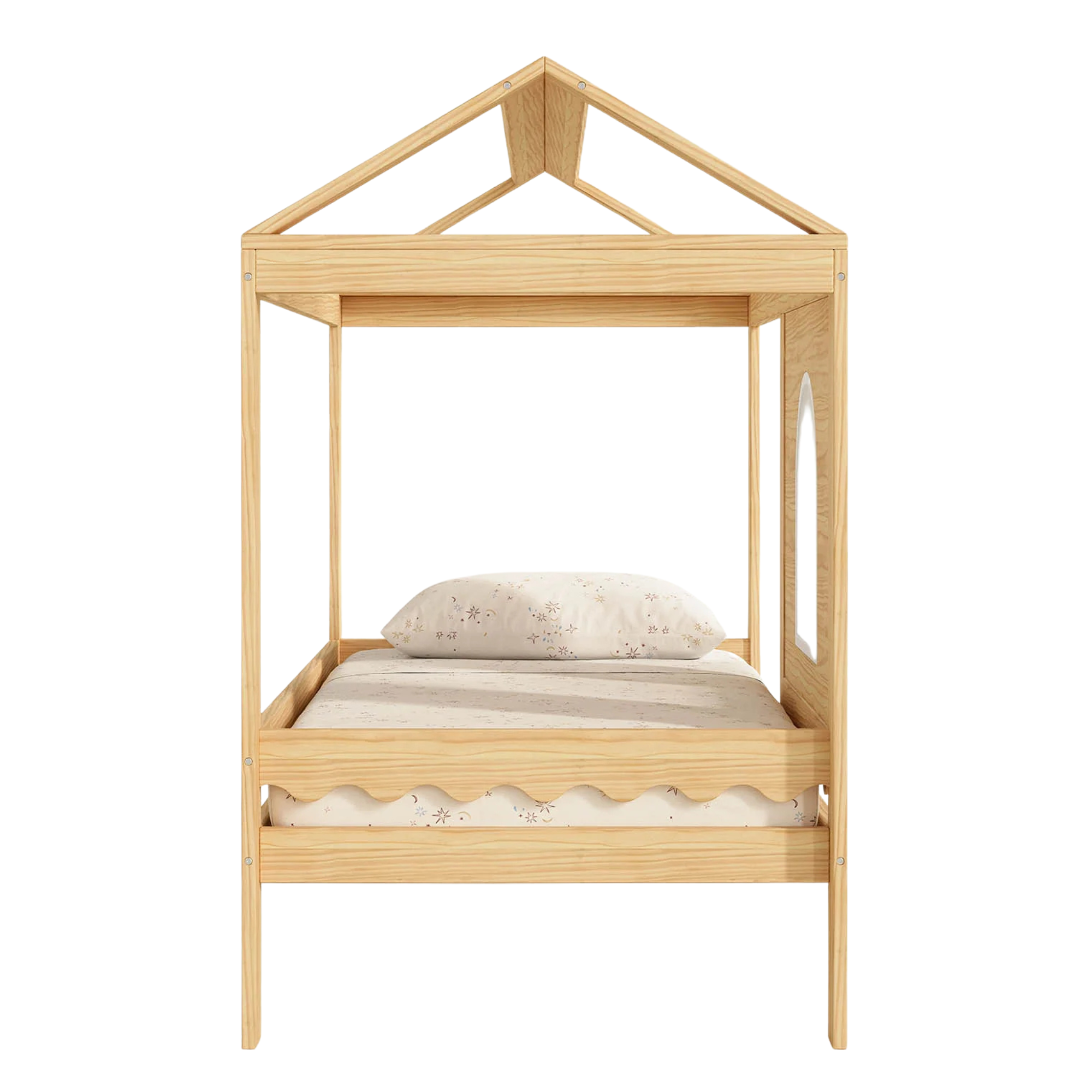 Solid Teak Wood Kids Bed Frame Natural Finish Modern Design CV Aqma Furniture Solid Teak Wood Kids Bed Frame Natural Finish Modern Design CV Aqma Furniture