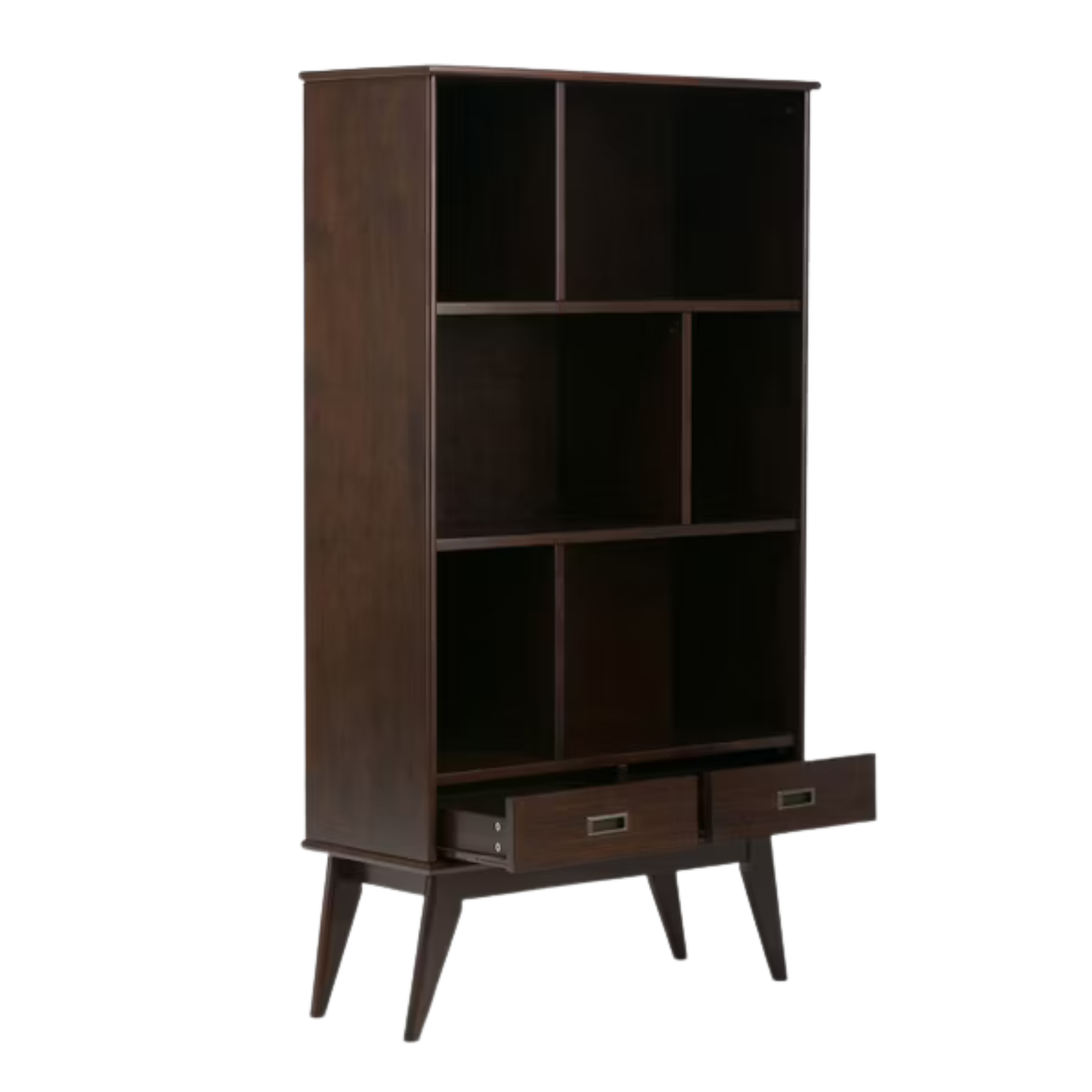 Teak Bookshelf with Open Compartments and Storage Drawers CV Aqma Furniture Teak Bookshelf with Open Compartments and Storage Drawers CV Aqma Furniture