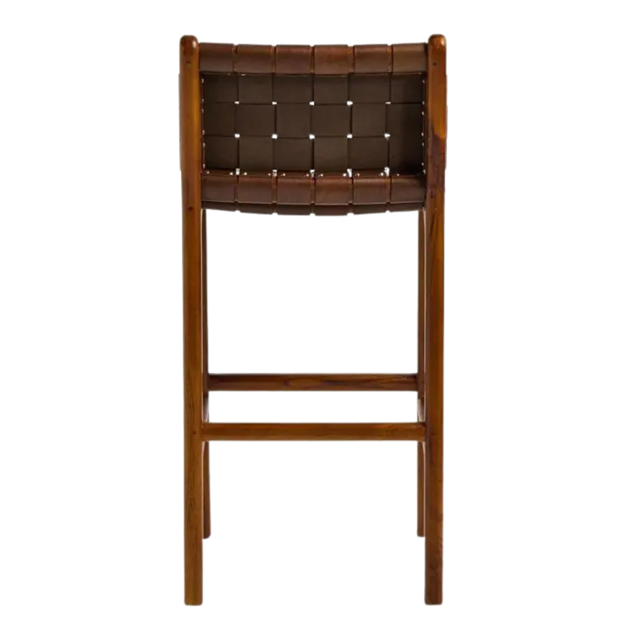 Teak Wood Bar Chair with Woven Leather Seat and Backrest CV Aqma Furniture Teak Wood Bar Chair with Woven Leather Seat and Backrest CV Aqma Furniture