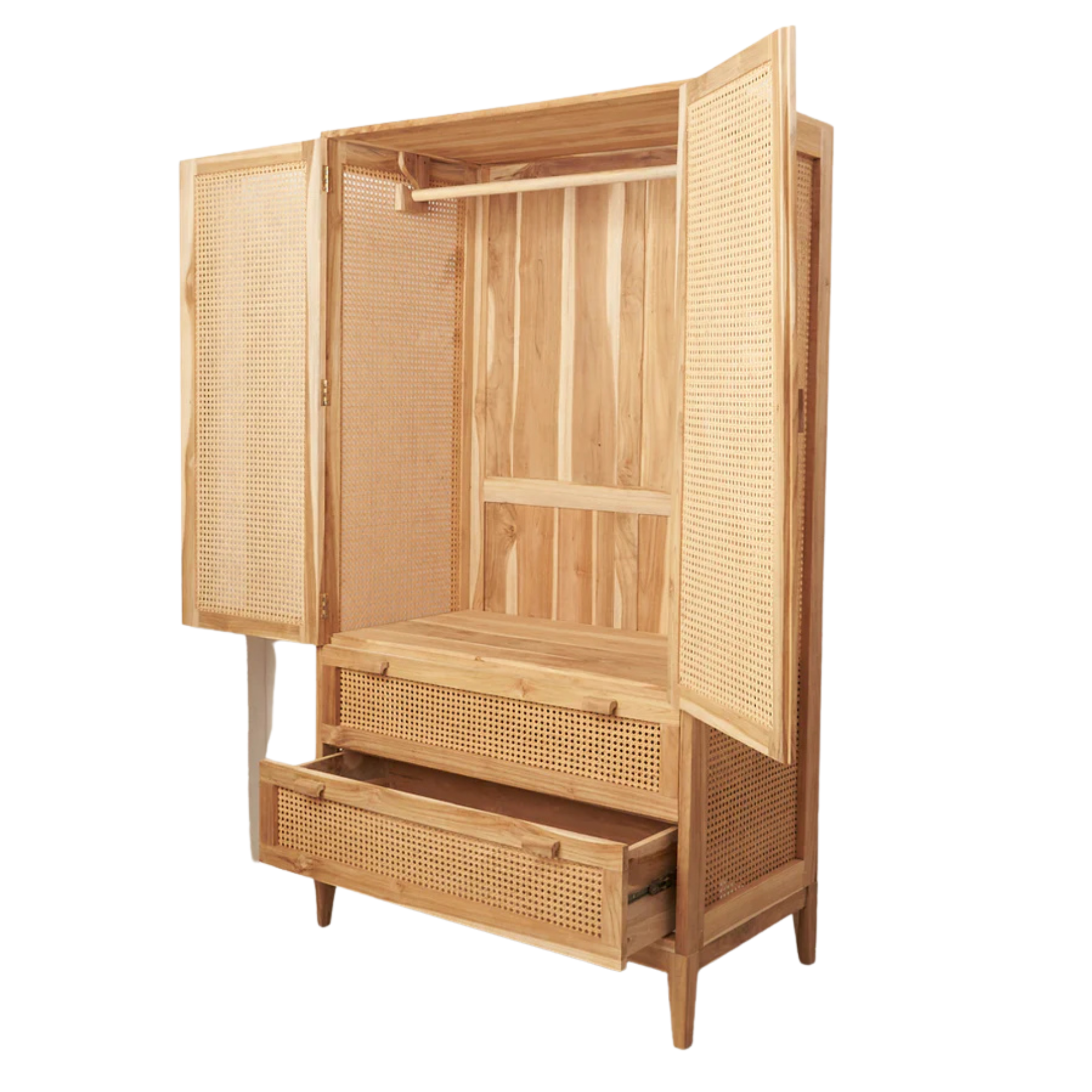 Teak Rattan Wardrobe Simple Storage Cabinet CV Aqma Furniture Teak Rattan Wardrobe Simple Storage Cabinet CV Aqma Furniture