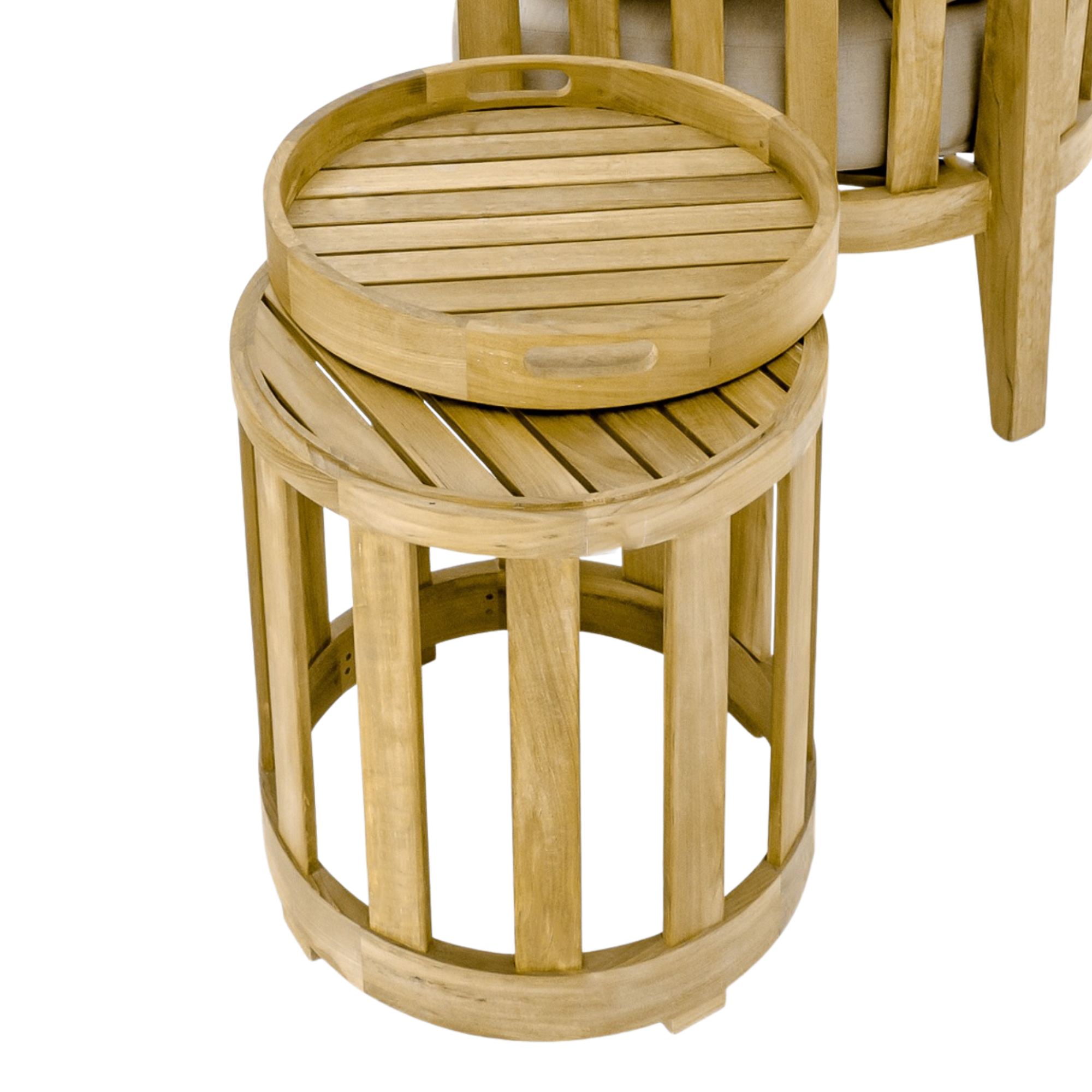 Round Teak Wood Sofa Outdoor Garden Lounge Set with Cushion CV Aqma Furniture Round Teak Wood Sofa Outdoor Garden Lounge Set with Cushion CV Aqma Furniture