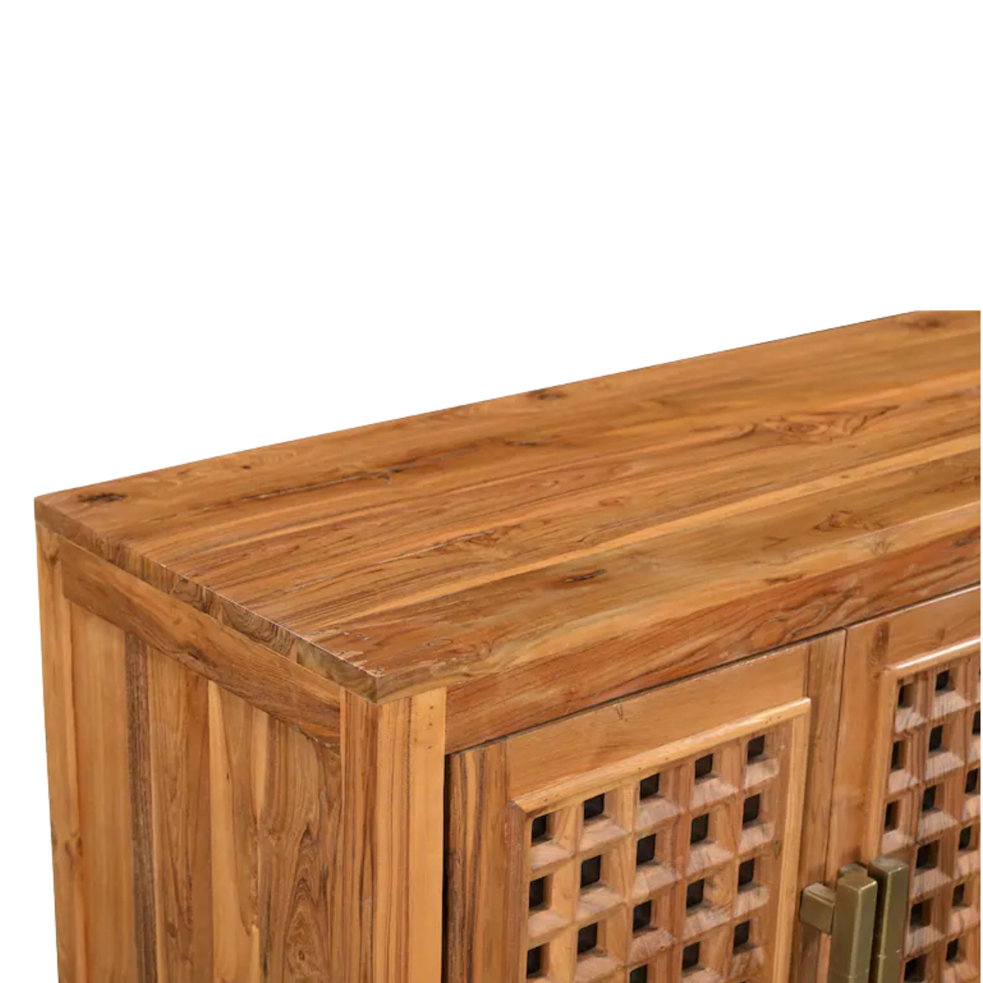 Solid Teak Buffet Sideboard with Carved Geometric Doors CV Aqma Furniture Solid Teak Buffet Sideboard with Carved Geometric Doors CV Aqma Furniture