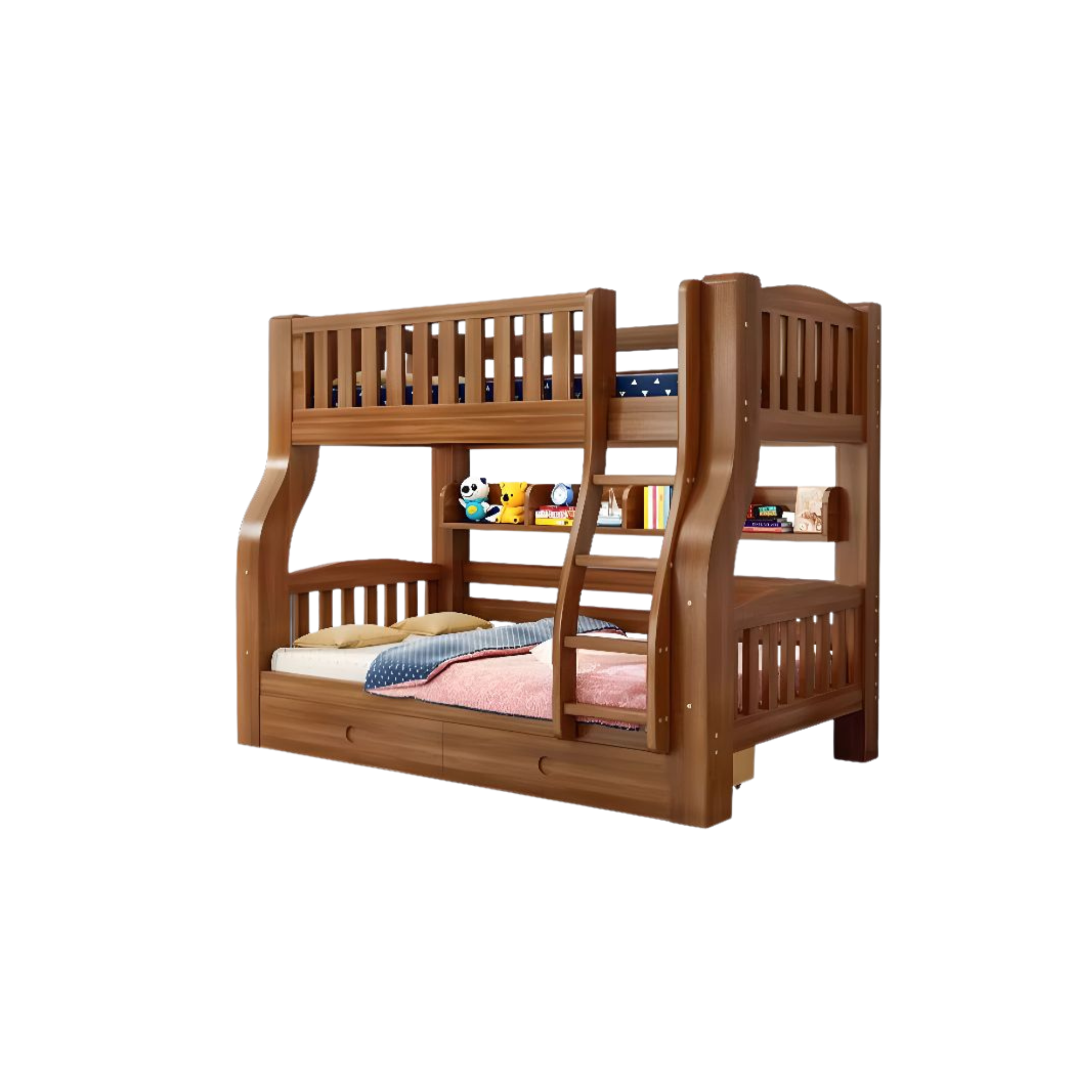 Kids Bed Teak Wood Bunk Bed with Storage Drawer CV Aqma Furniture Kids Bed Teak Wood Bunk Bed with Storage Drawer CV Aqma Furniture